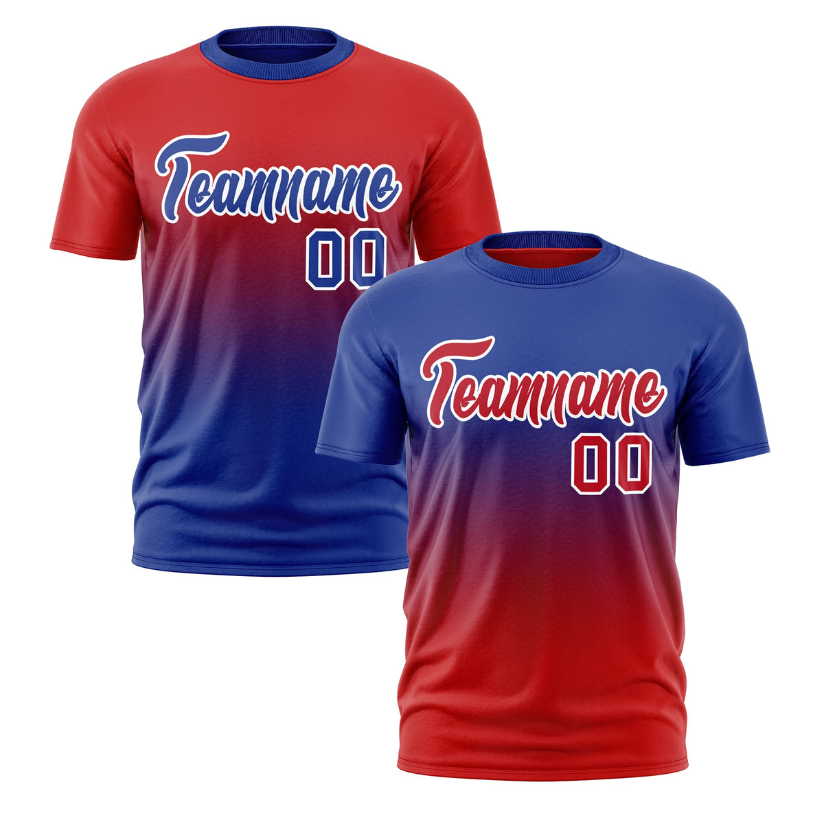 Custom Red Royal Blue Gradient Fashion Reversible Lightweight T-shirt| KXKSHOP