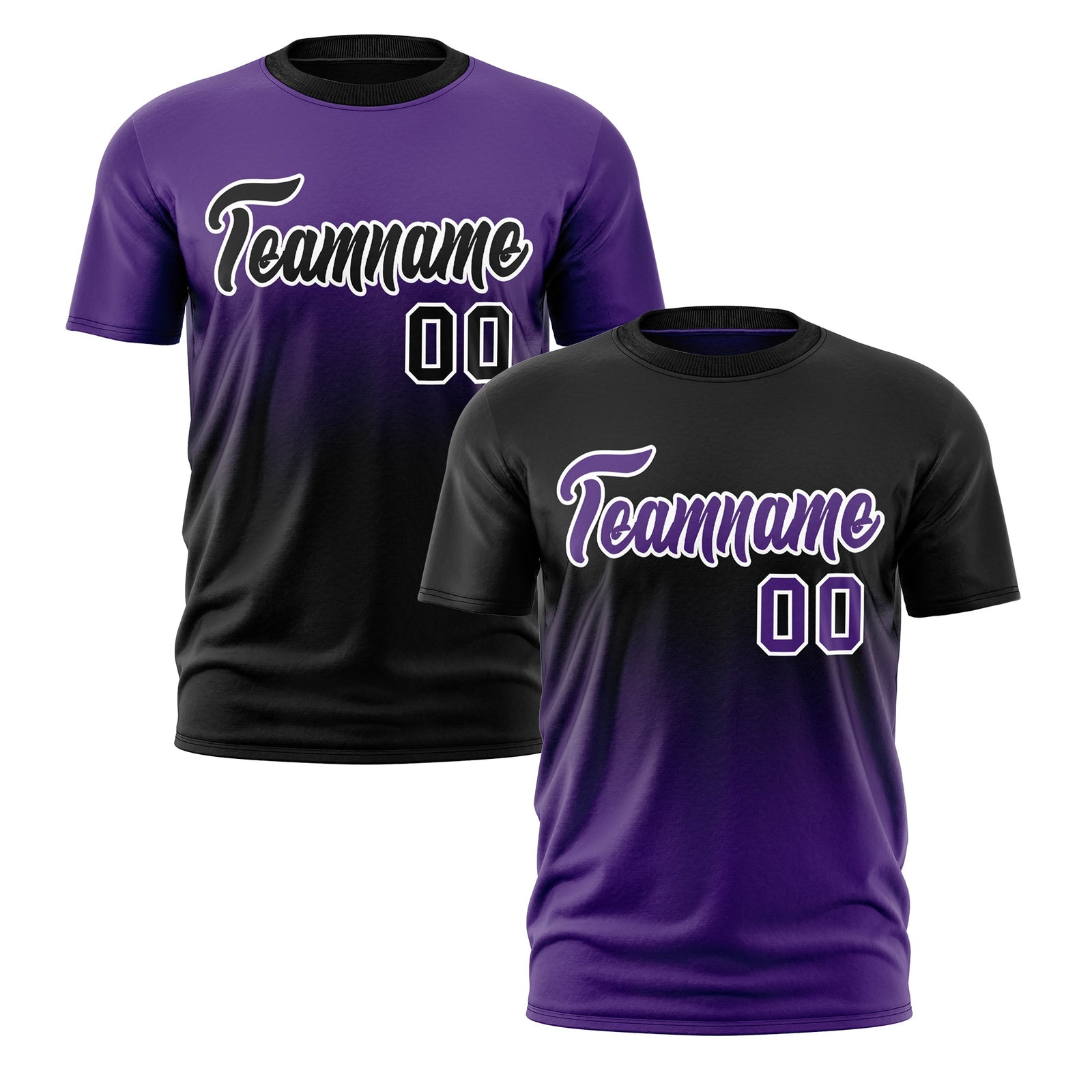 Custom Black Purple Purple Gradient Fashion Reversible Lightweight T-shirt| KXKSHOP