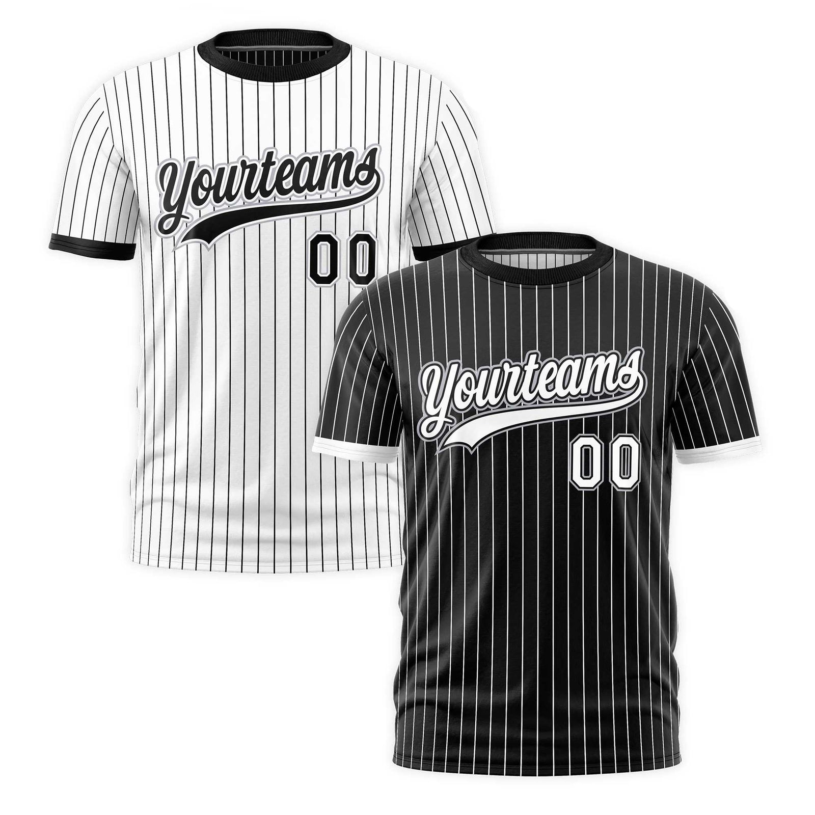 Custom White Black Silver Reversible Stripe Fashion T-shirt| KXKSHOP