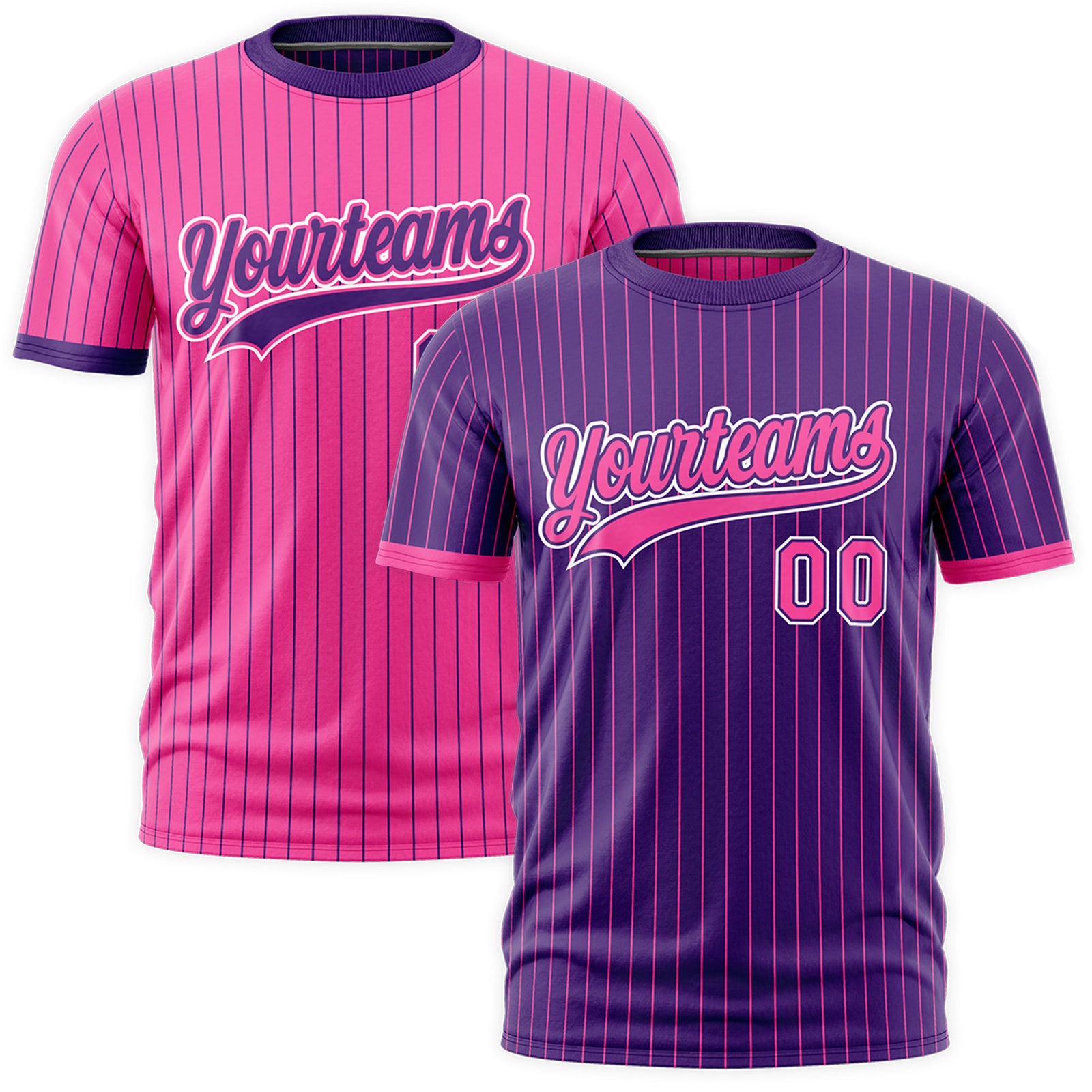 Custom Pink Purple White Reversible Stripe Fashion T-shirt| KXKSHOP