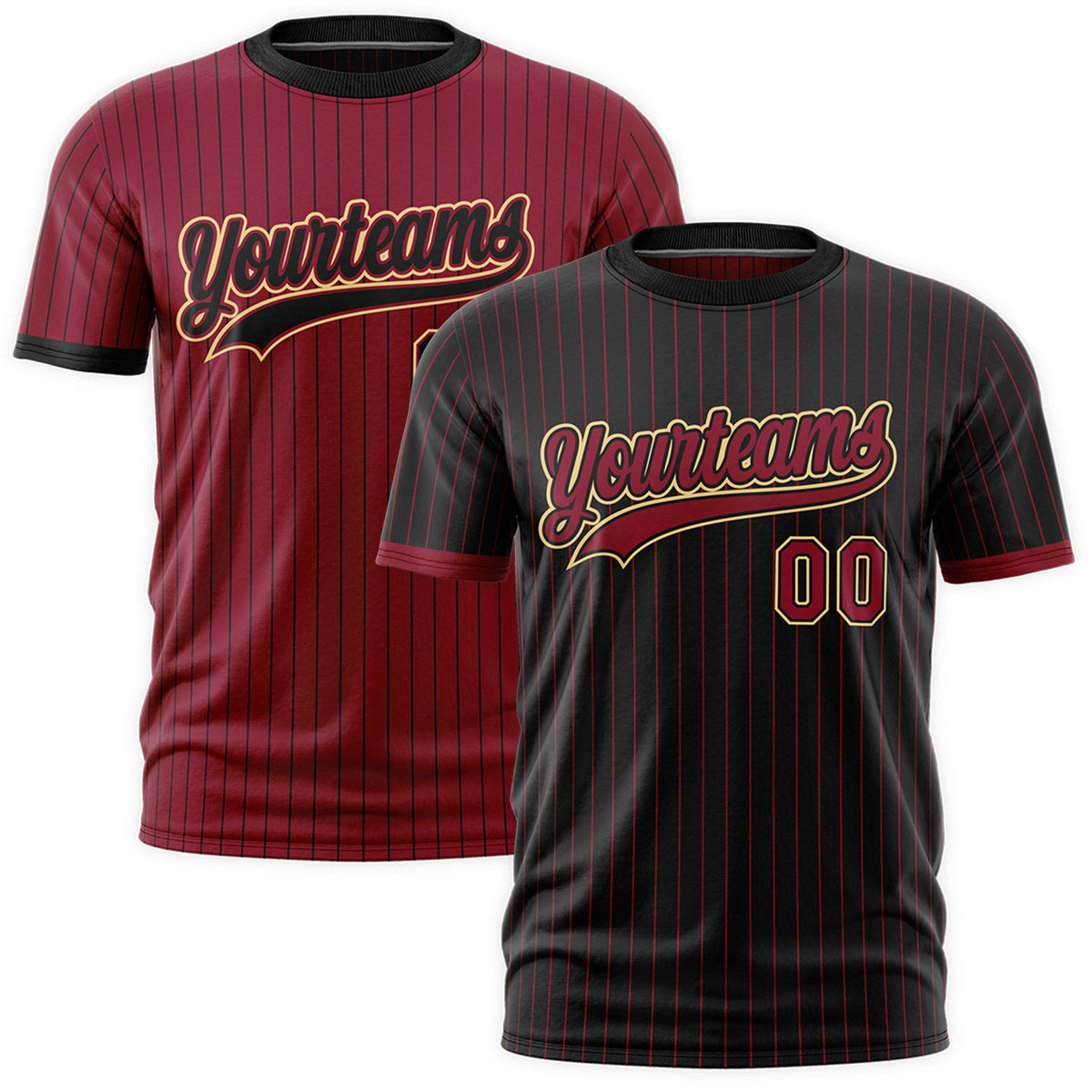 Custom Crimson Black Khaki Reversible Stripe Fashion T-shirt| KXKSHOP