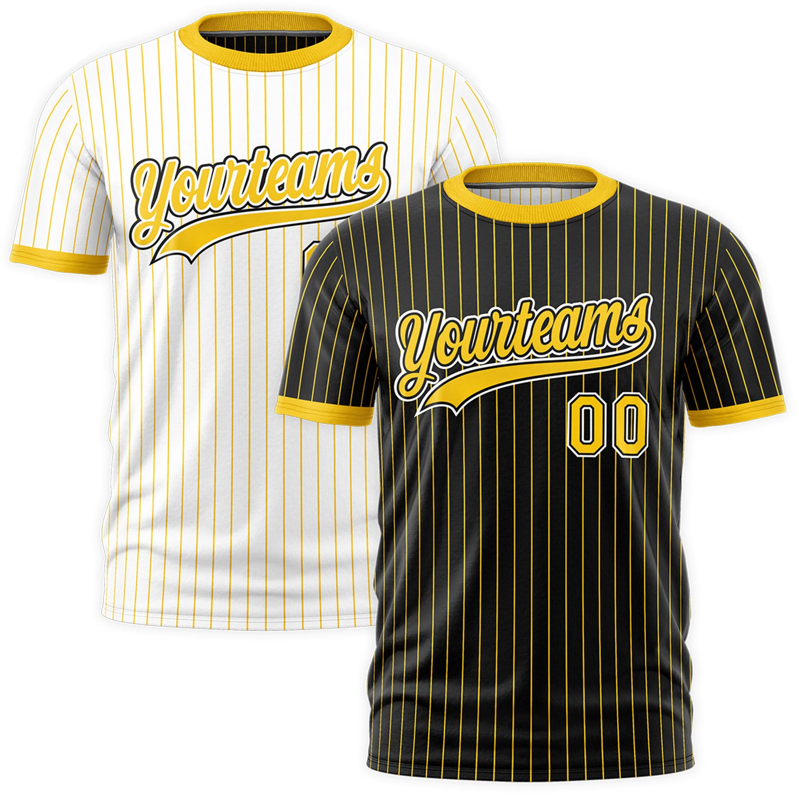 Custom Gold Black White Reversible Stripe Fashion T-shirt| KXKSHOP