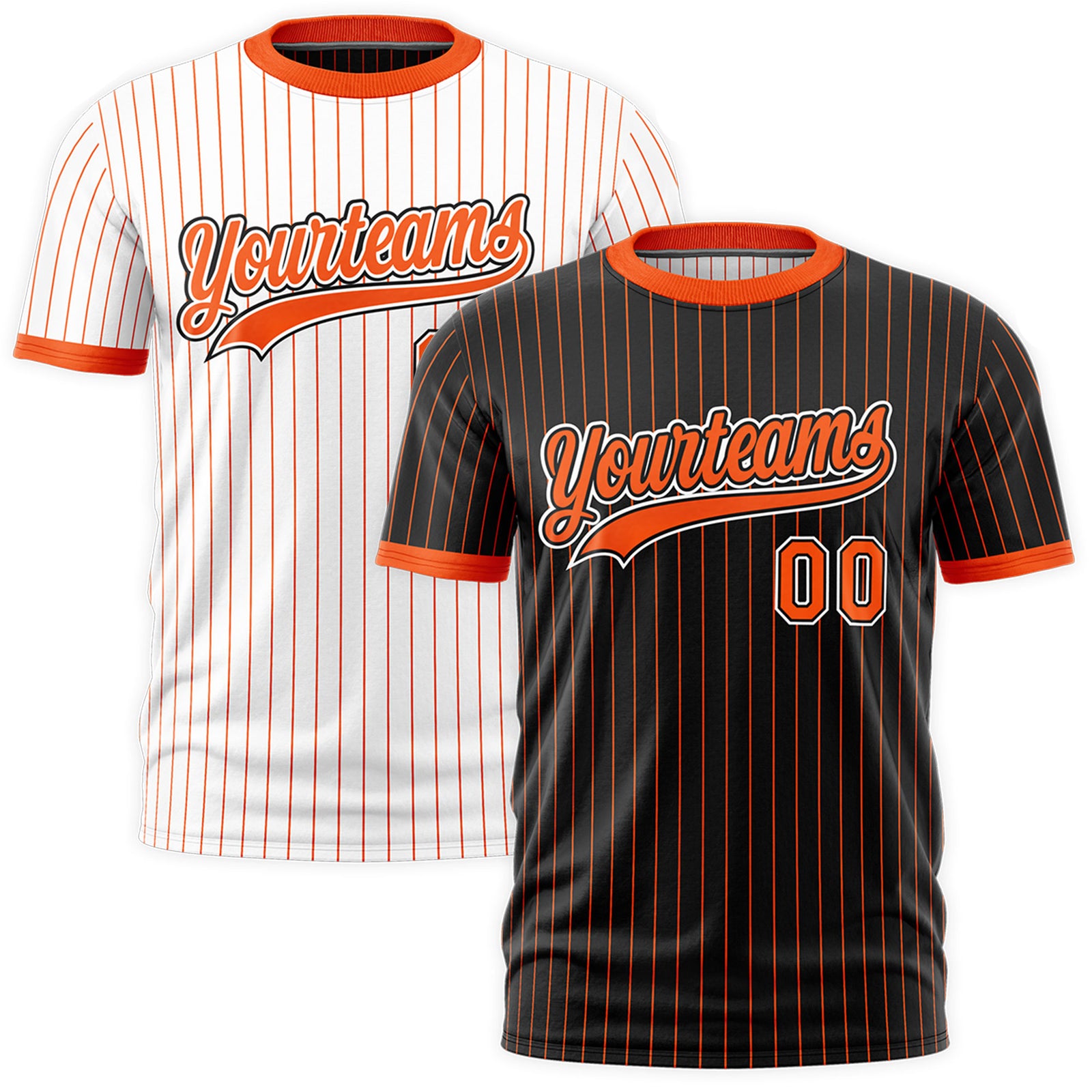 Custom Orange Black White Reversible Stripe Fashion T-shirt| KXKSHOP