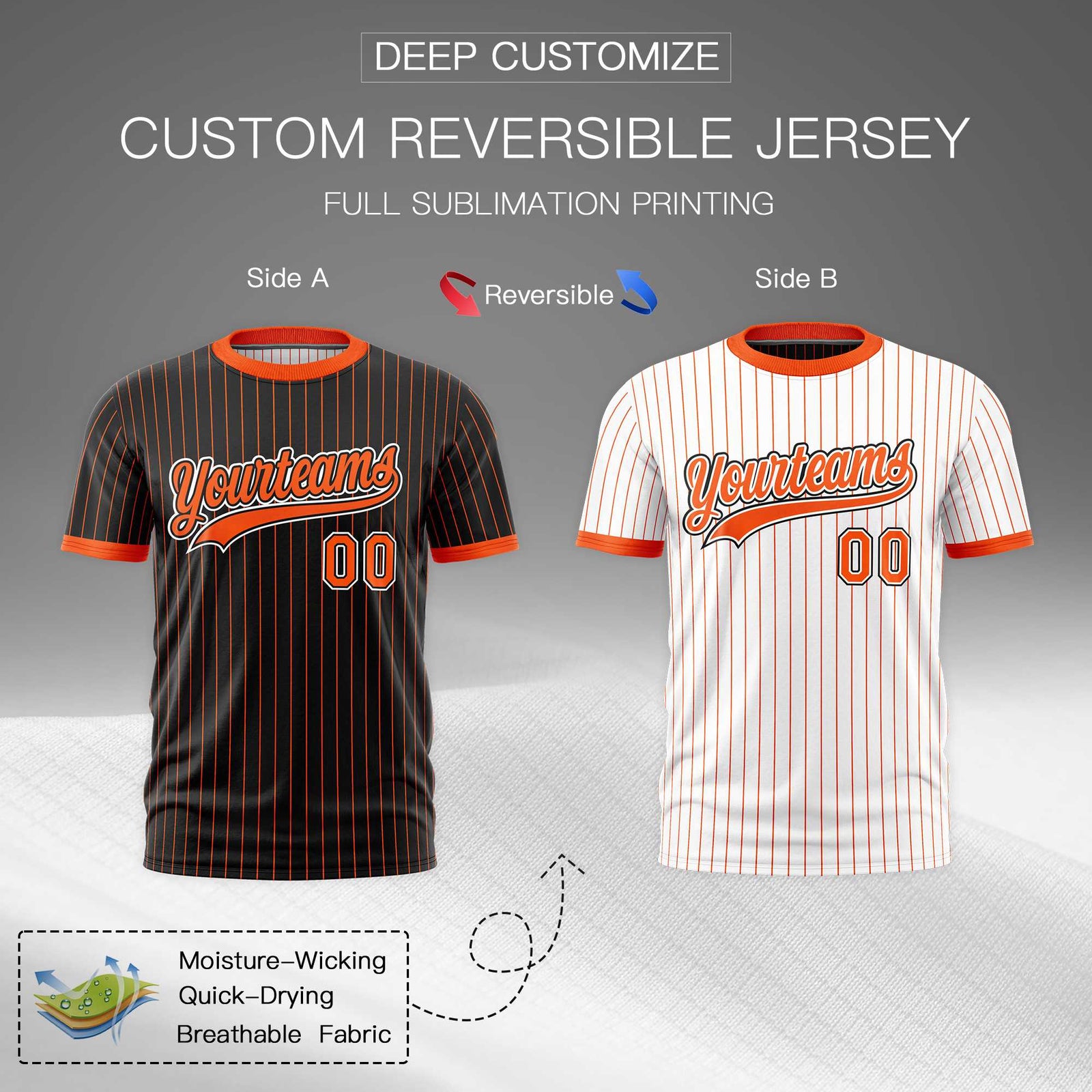 Custom Orange Black White Reversible Stripe Fashion T-shirt| KXKSHOP