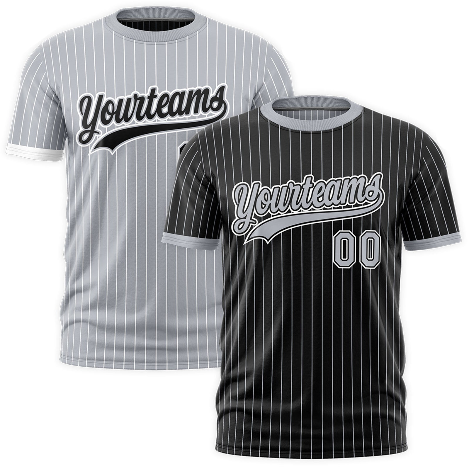 Custom Silver Black White Reversible Stripe Fashion T-shirt| KXKSHOP