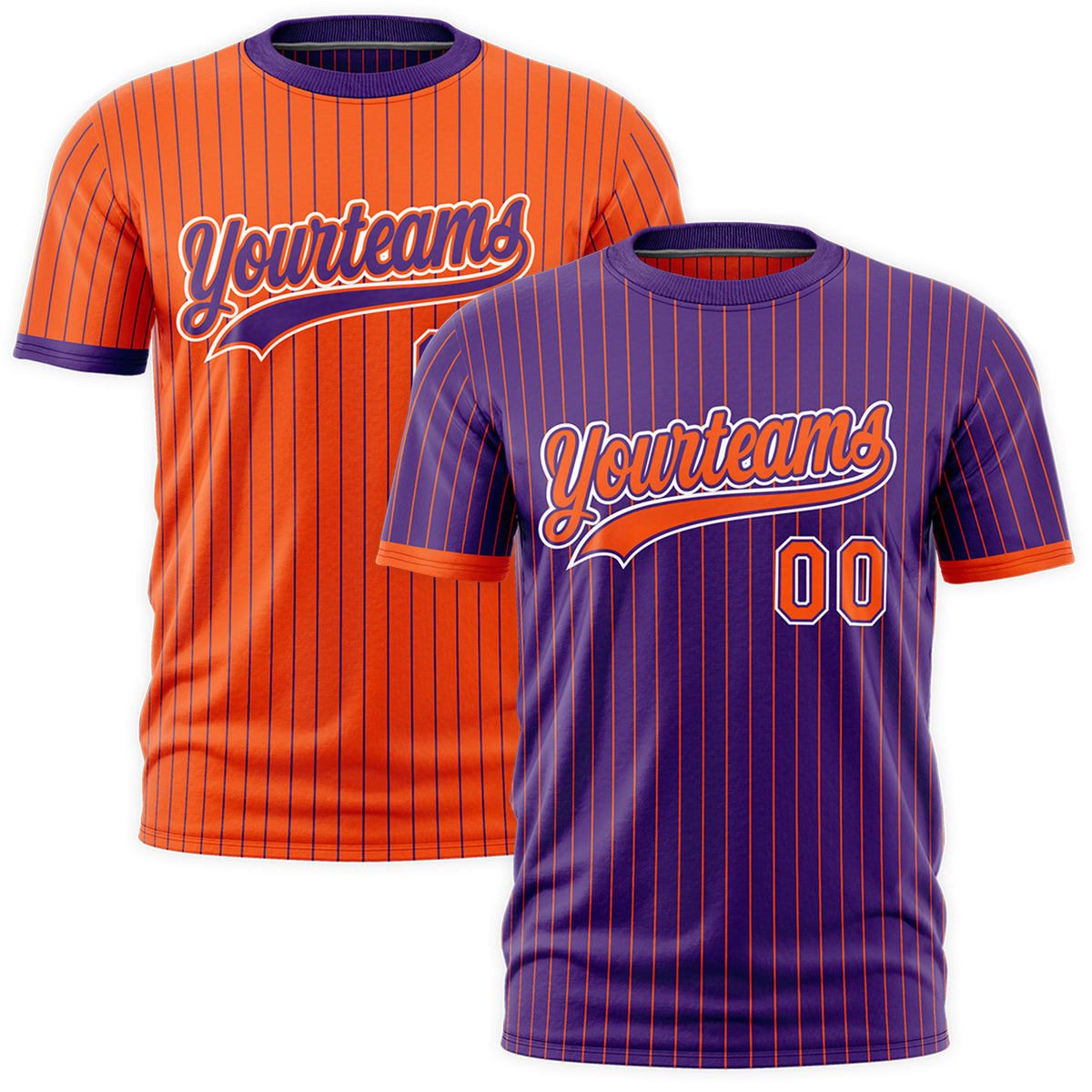 Custom Orange Purple White Reversible Stripe Fashion T-shirt| KXKSHOP