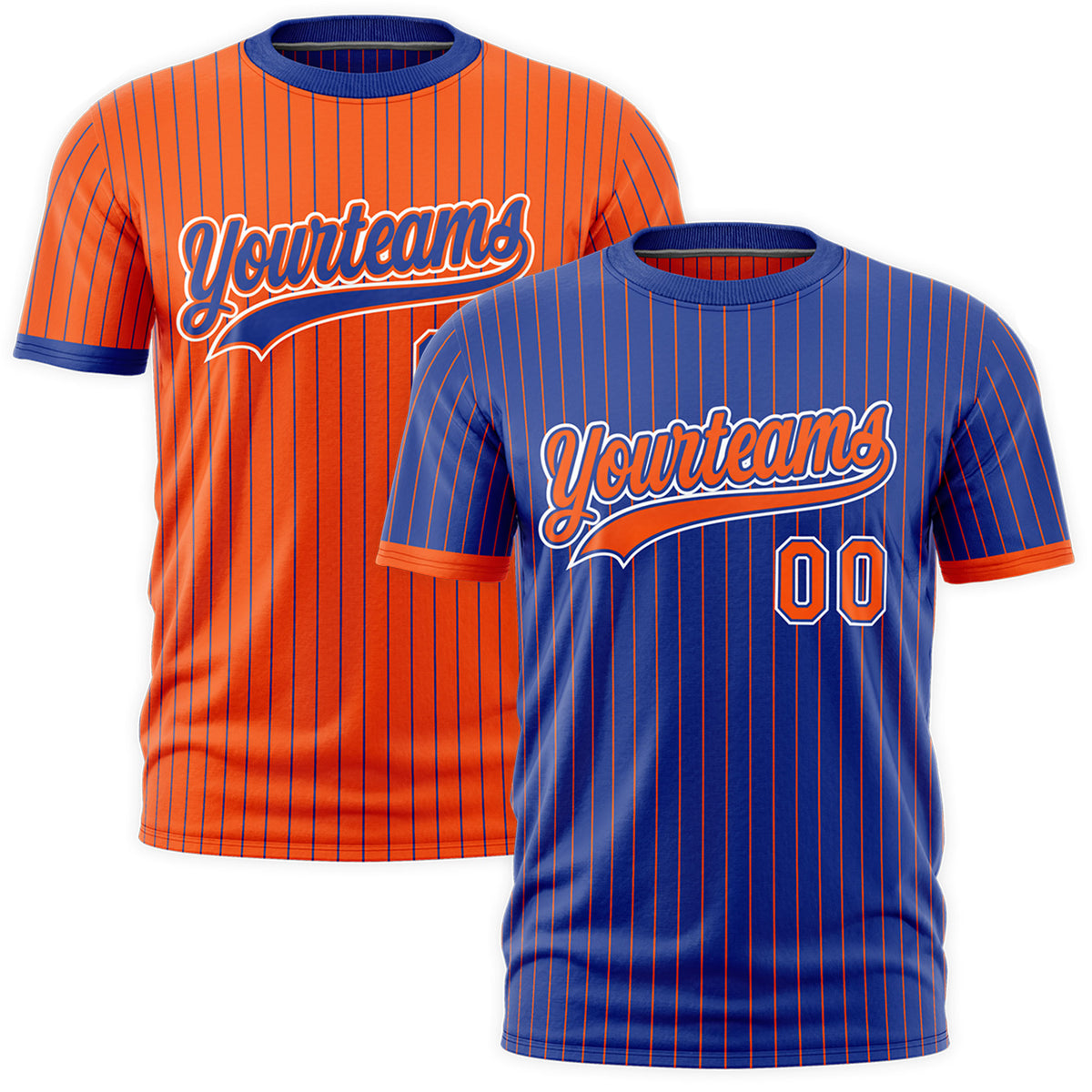 Custom Orange Royal Blue White Reversible Stripe Fashion T-shirt| KXKSHOP