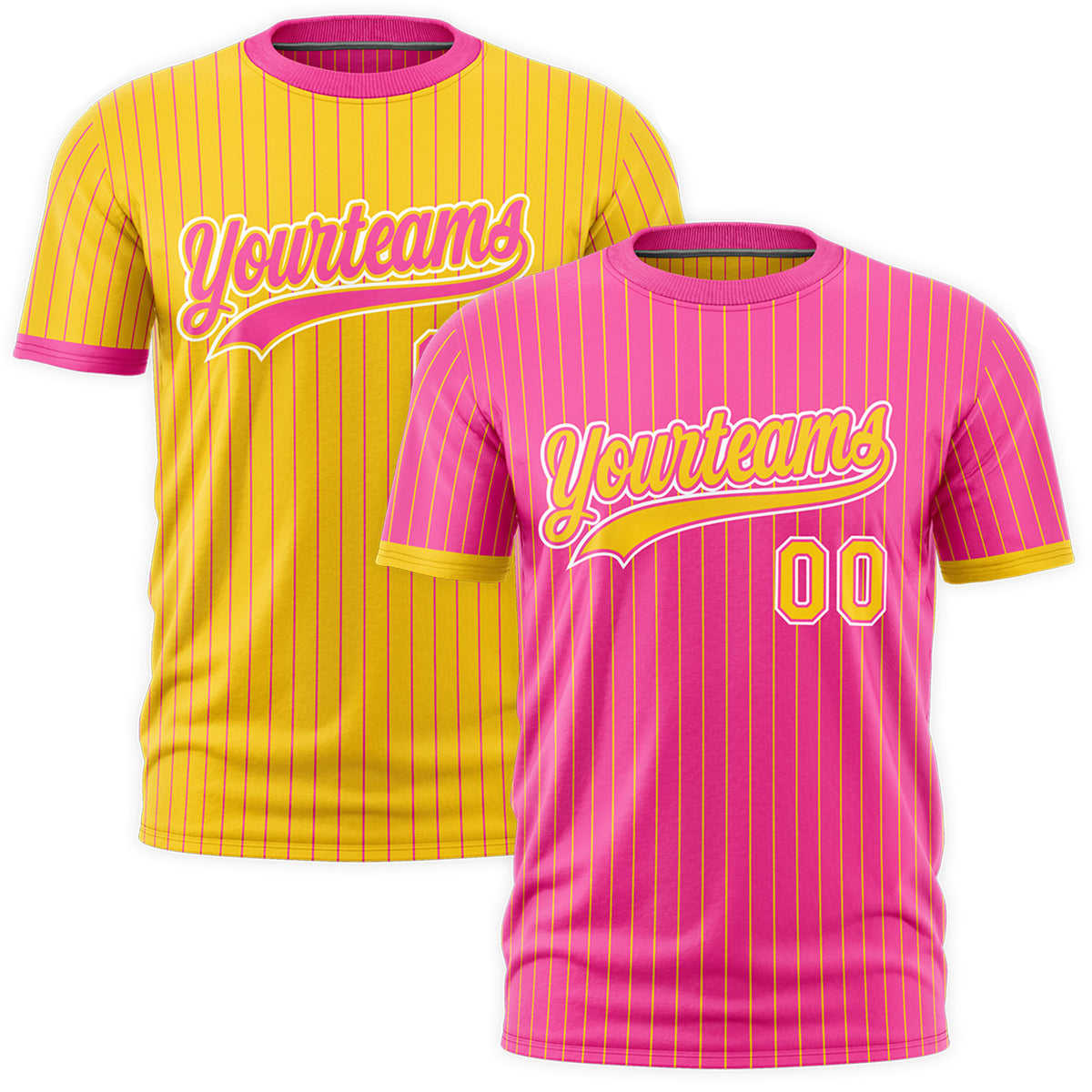 Custom Gold Pink White Reversible Stripe Fashion T-shirt| KXKSHOP