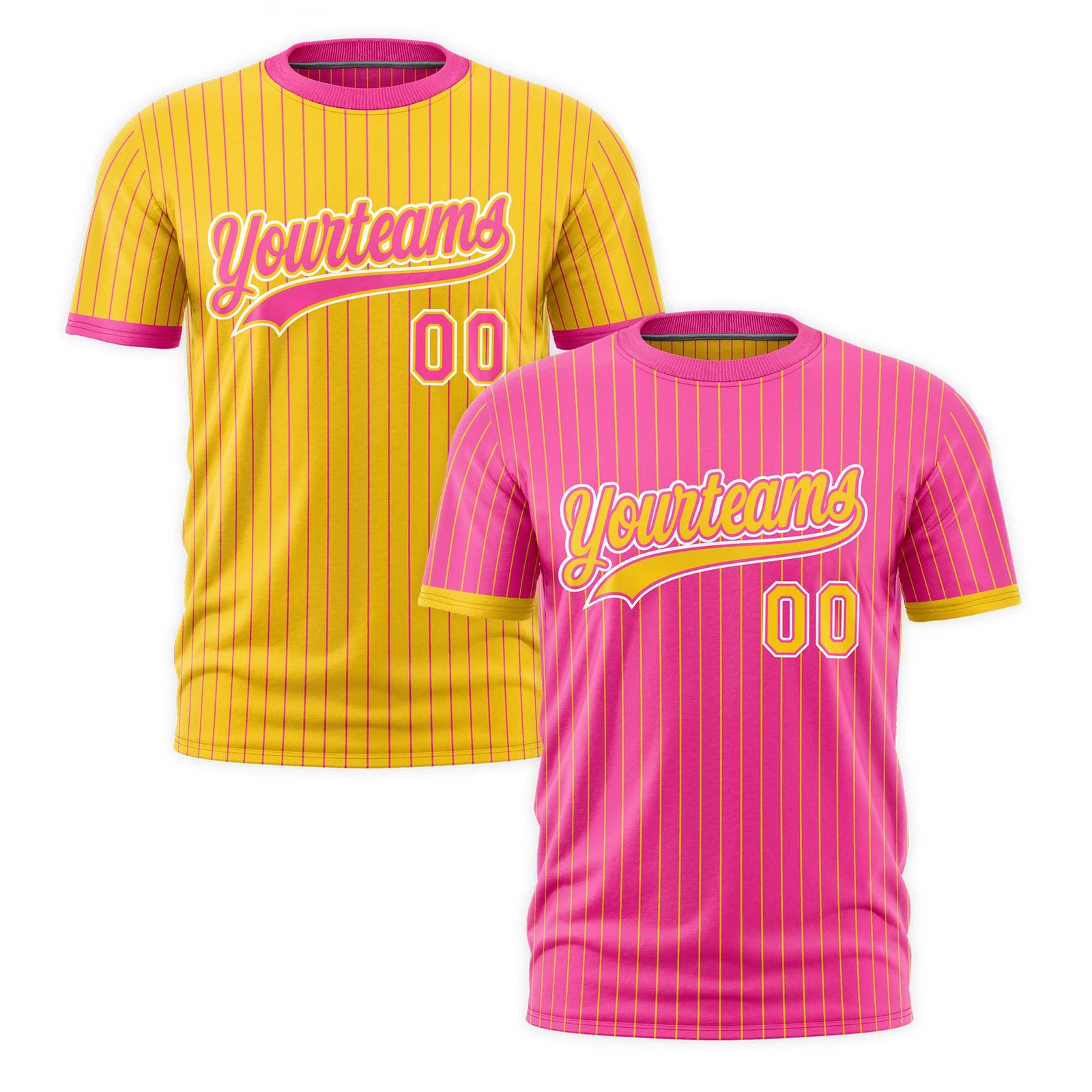 Custom Gold Pink White Reversible Stripe Fashion T-shirt| KXKSHOP