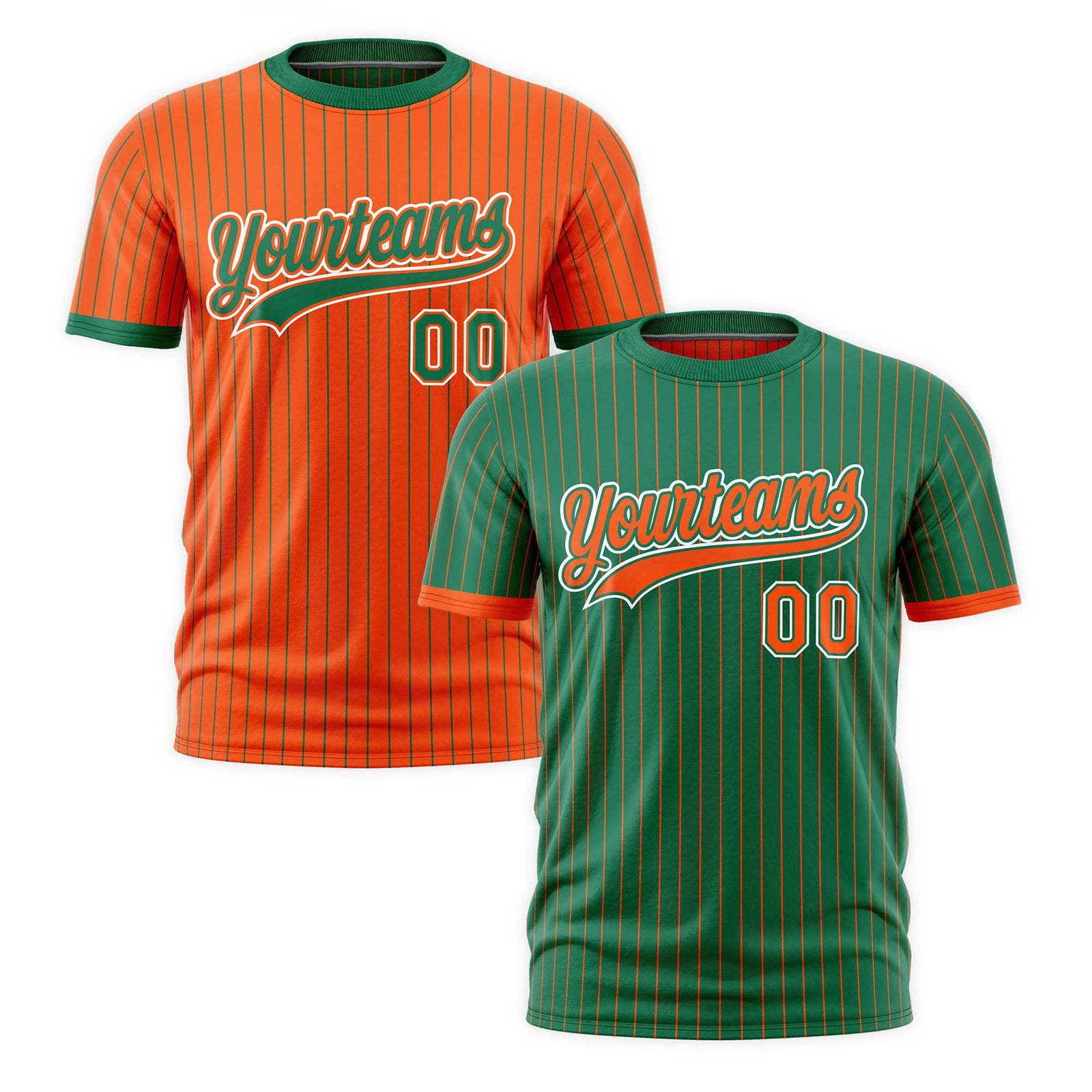 Custom Orange Kelly Green White Reversible Stripe Fashion T-shirt| KXKSHOP