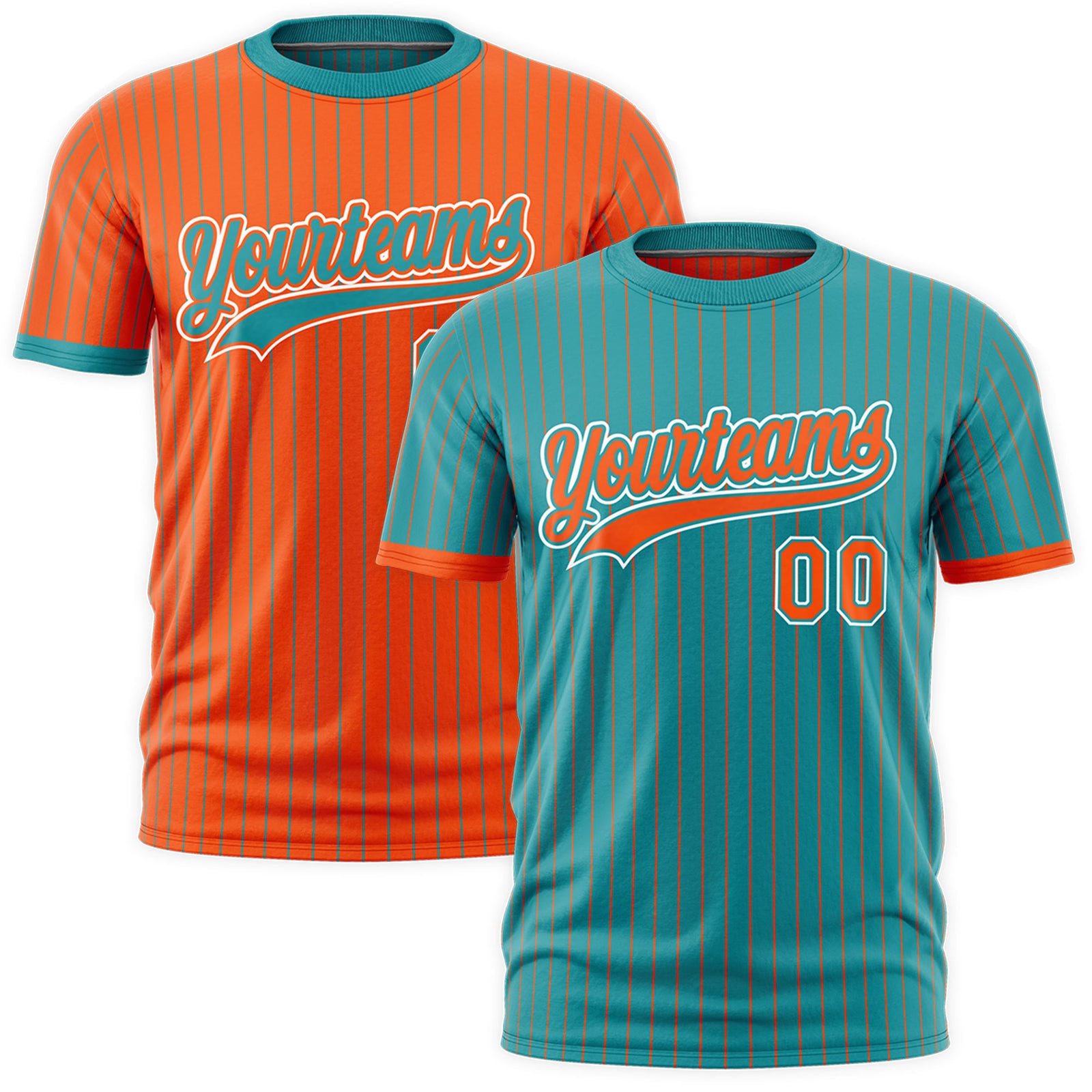 Custom Orange Aqua White Reversible Stripe Fashion T-shirt| KXKSHOP