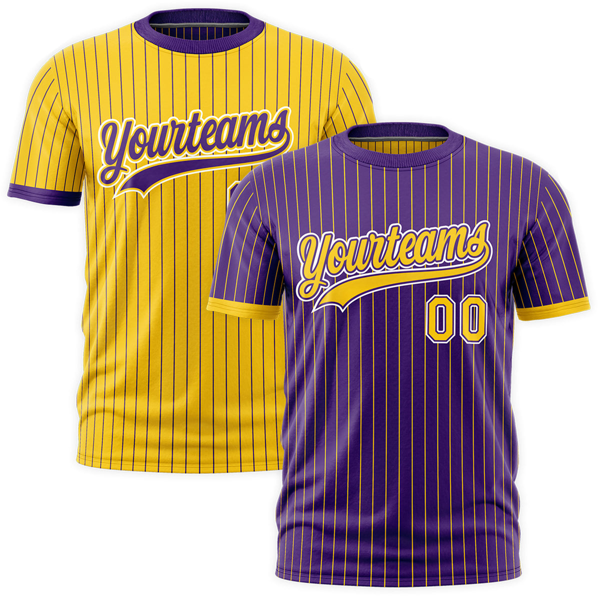 Custom Gold Purple White Reversible Stripe Fashion T-shirt| KXKSHOP