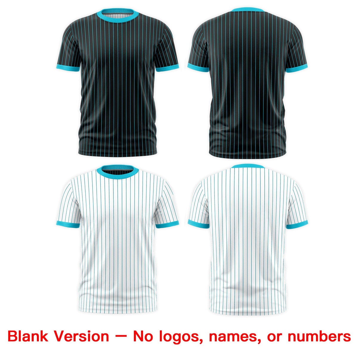 Custom Sky Blue Black White Reversible Stripe Fashion T-shirt| KXKSHOP