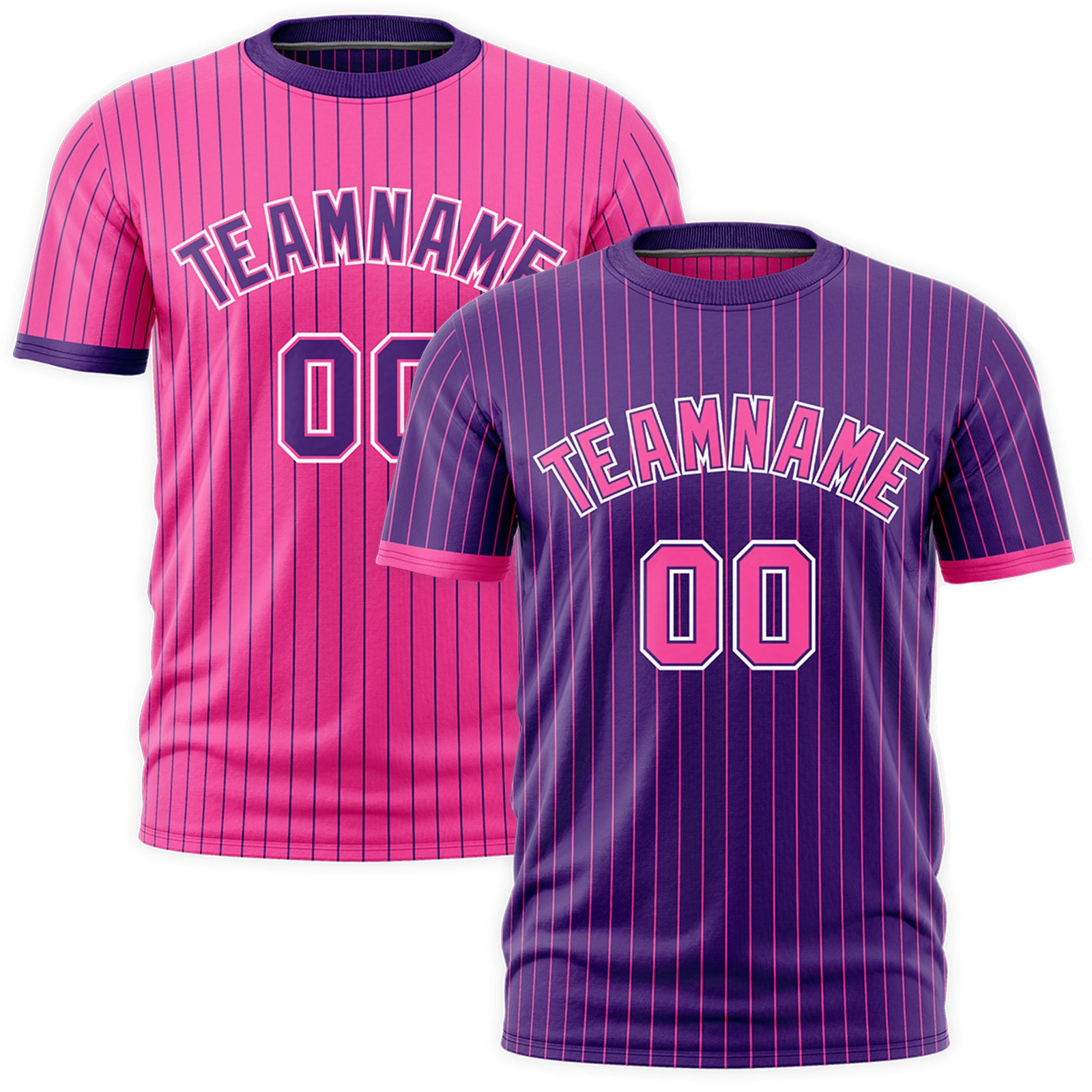 Custom Pink Purple White Reversible Stripe Fashion T-shirt| KXKSHOP