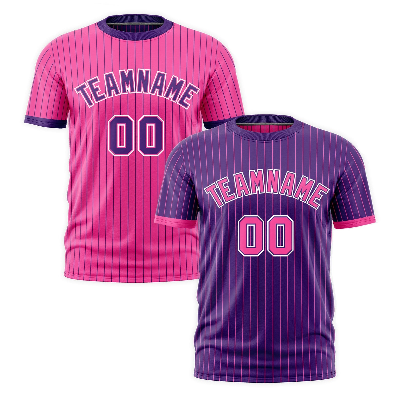 Custom Pink Purple White Reversible Stripe Fashion T-shirt| KXKSHOP
