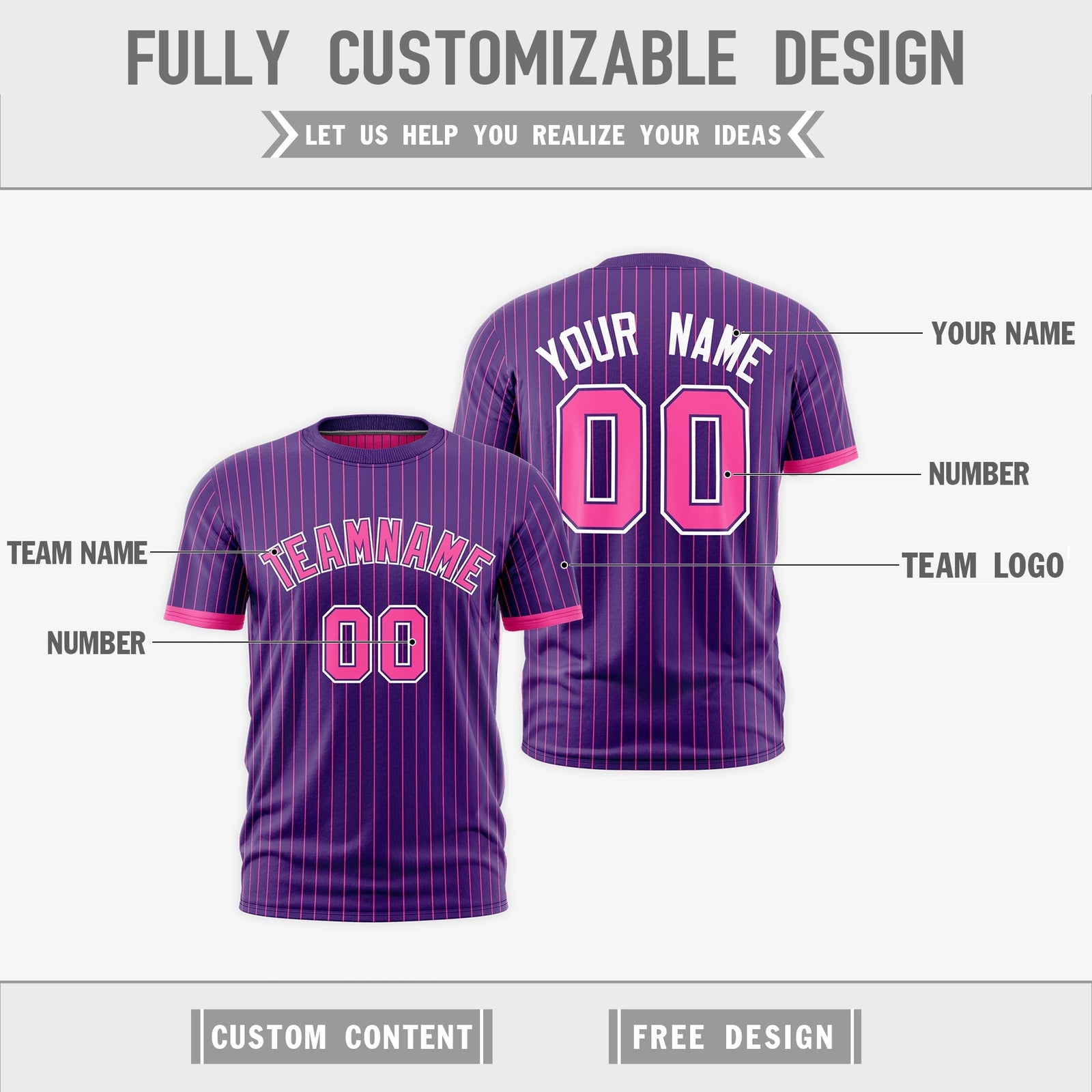 Custom Pink Purple White Reversible Stripe Fashion T-shirt| KXKSHOP