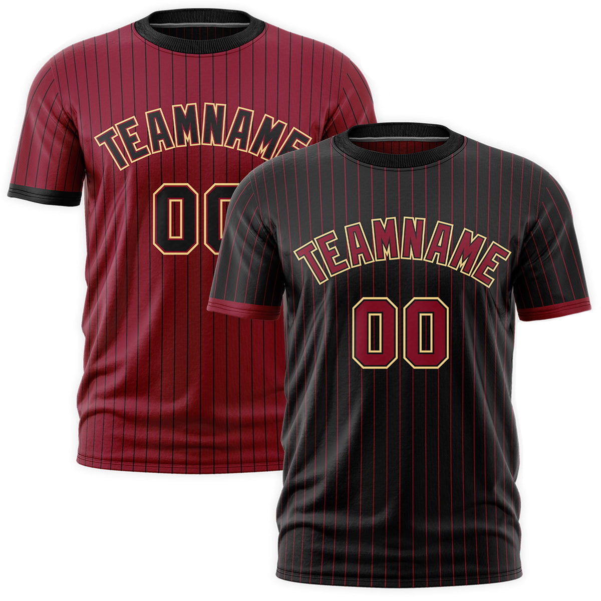 Custom Crimson Black Khaki Reversible Stripe Fashion T-shirt| KXKSHOP