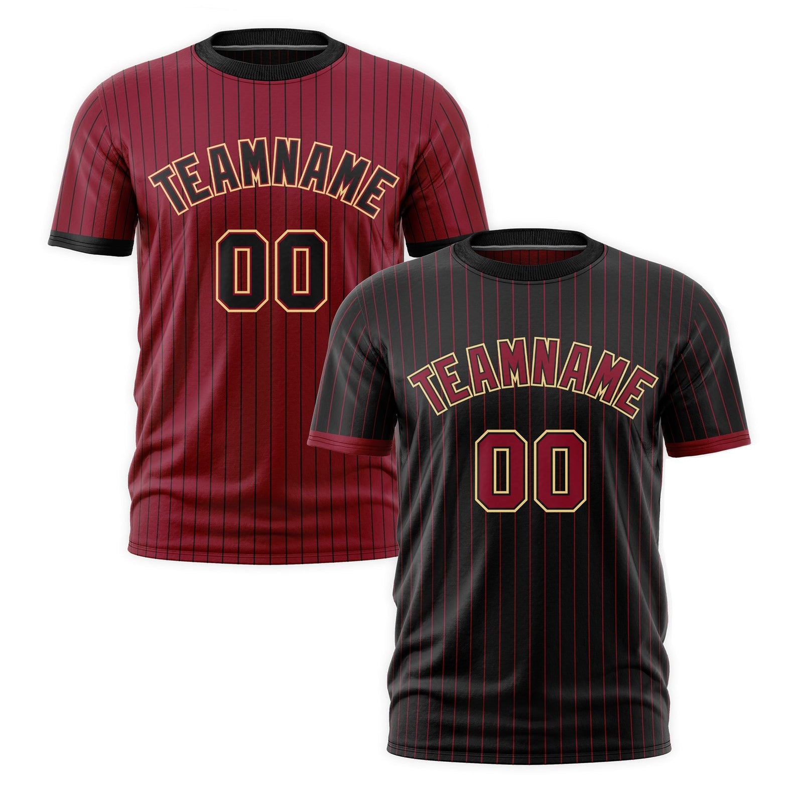 Custom Crimson Black Khaki Reversible Stripe Fashion T-shirt| KXKSHOP