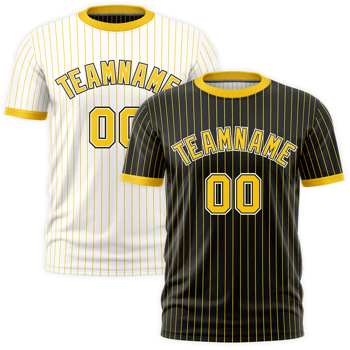 Custom Gold Black White Reversible Stripe Fashion T-shirt| KXKSHOP