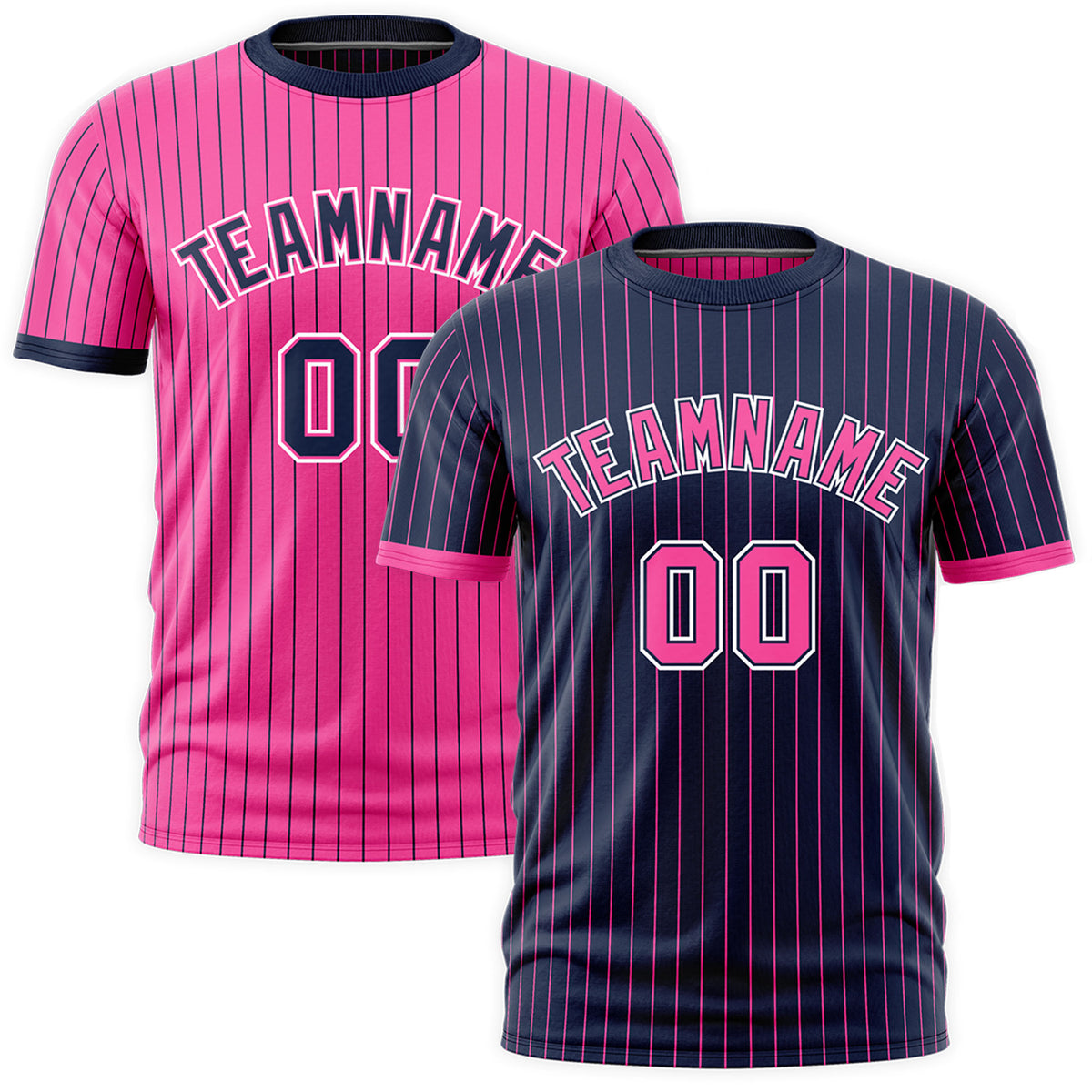 Custom Pink Navy White Reversible Stripe Fashion T-shirt| KXKSHOP