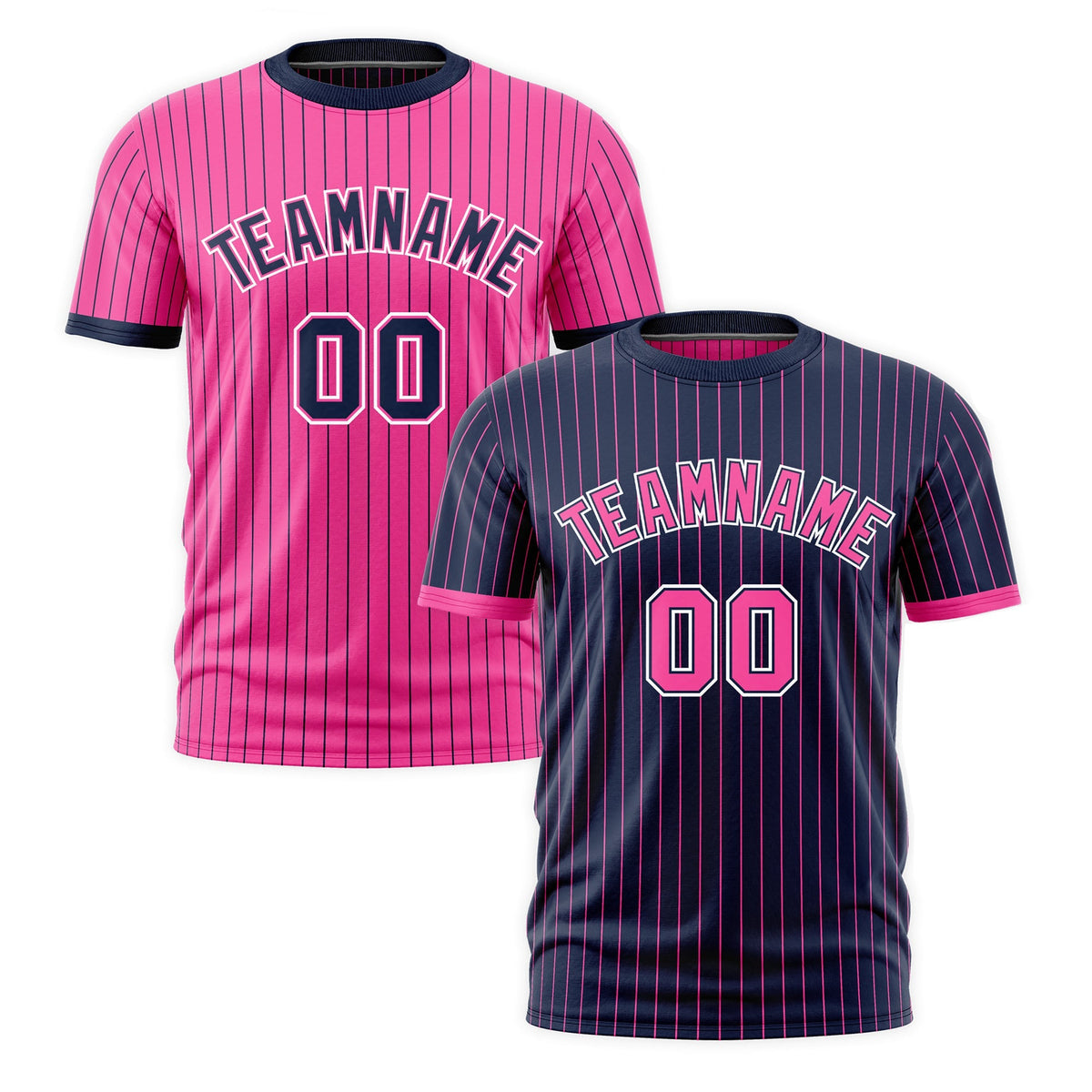 Custom Pink Navy White Reversible Stripe Fashion T-shirt| KXKSHOP
