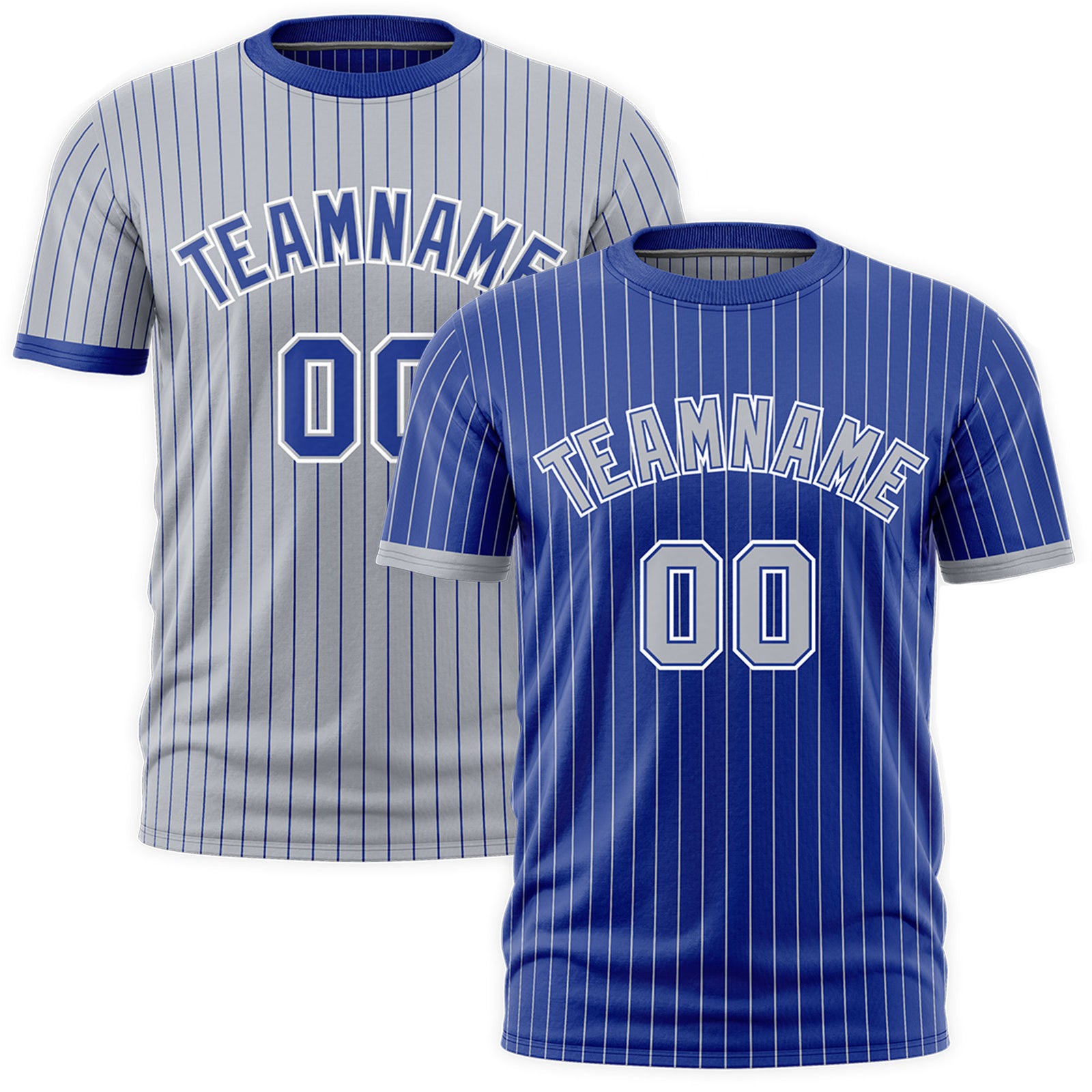 Custom Silver Royal Blue White Reversible Stripe Fashion T-shirt| KXKSHOP