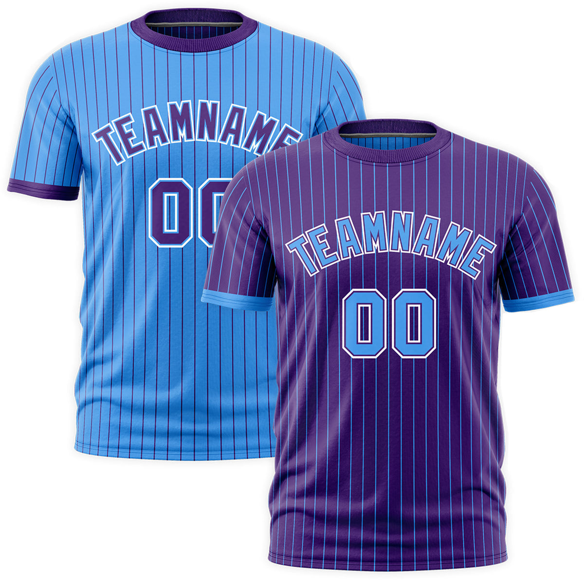 Custom Powder Blue Purple White Reversible Stripe Fashion T-shirt| KXKSHOP
