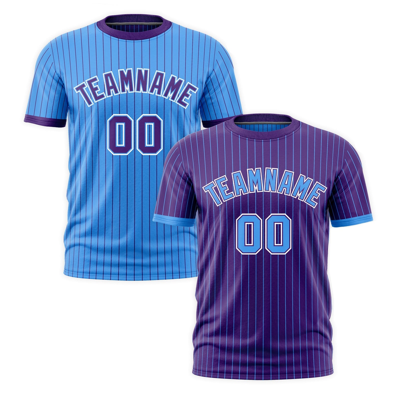 Custom Powder Blue Purple White Reversible Stripe Fashion T-shirt| KXKSHOP