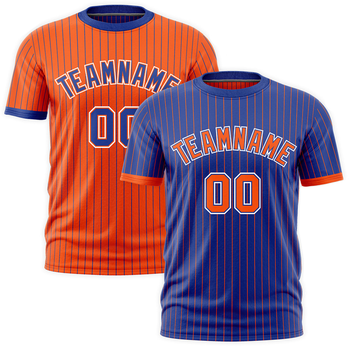 Custom Orange Royal Blue White Reversible Stripe Fashion T-shirt| KXKSHOP