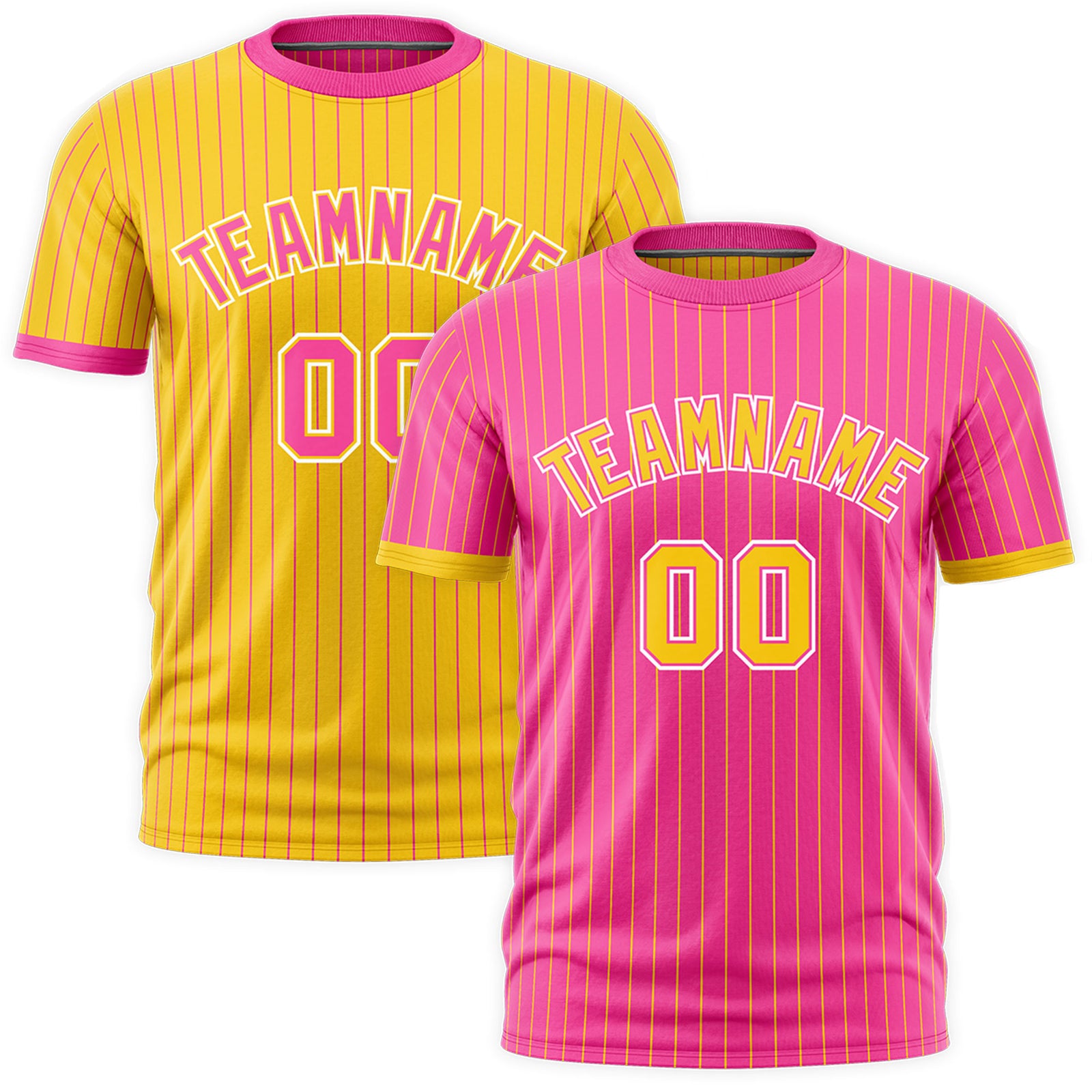 Custom Gold Pink White Reversible Stripe Fashion T-shirt| KXKSHOP
