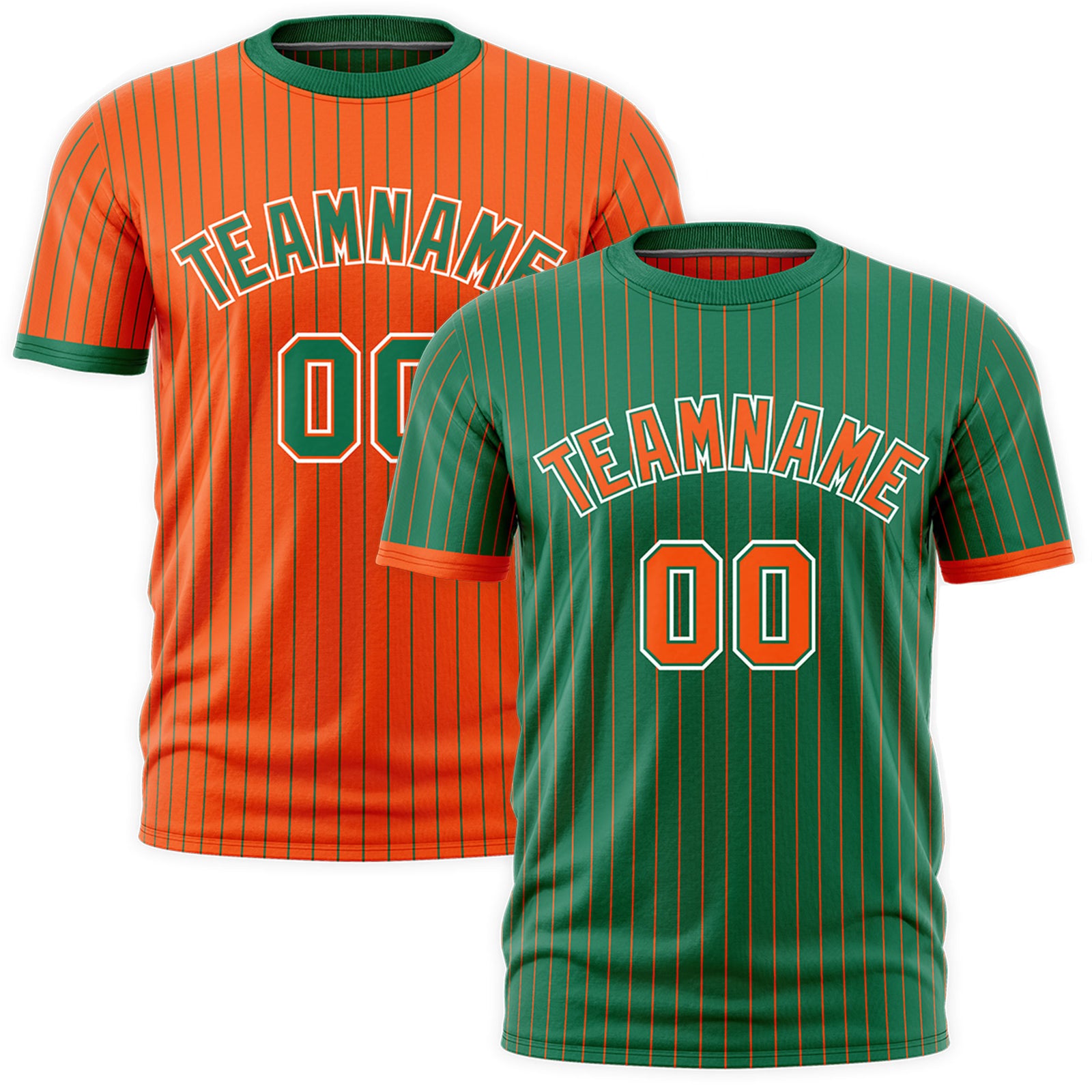 Custom Orange Kelly Green White Reversible Stripe Fashion T-shirt| KXKSHOP