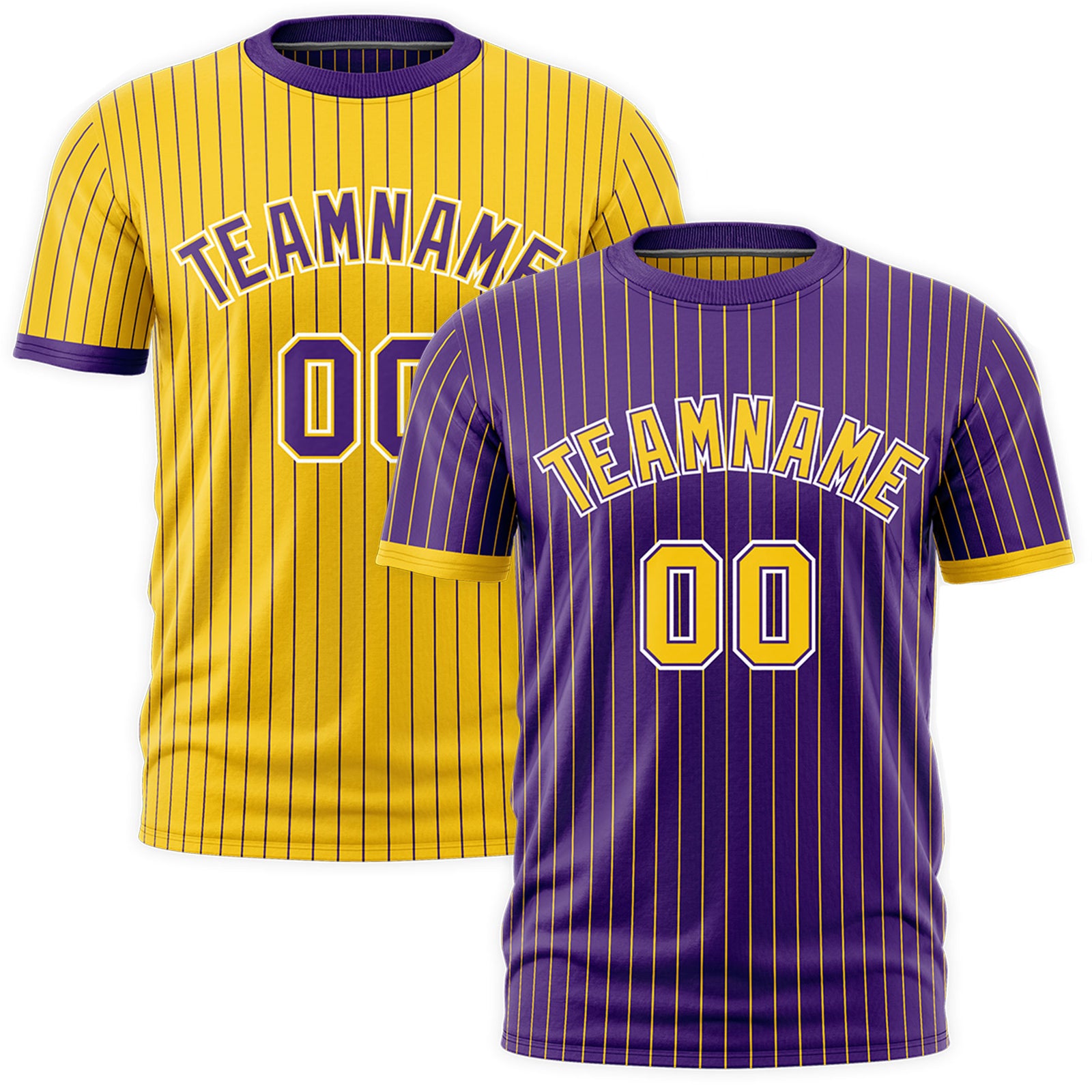 Custom Gold Purple White Reversible Stripe Fashion T-shirt| KXKSHOP