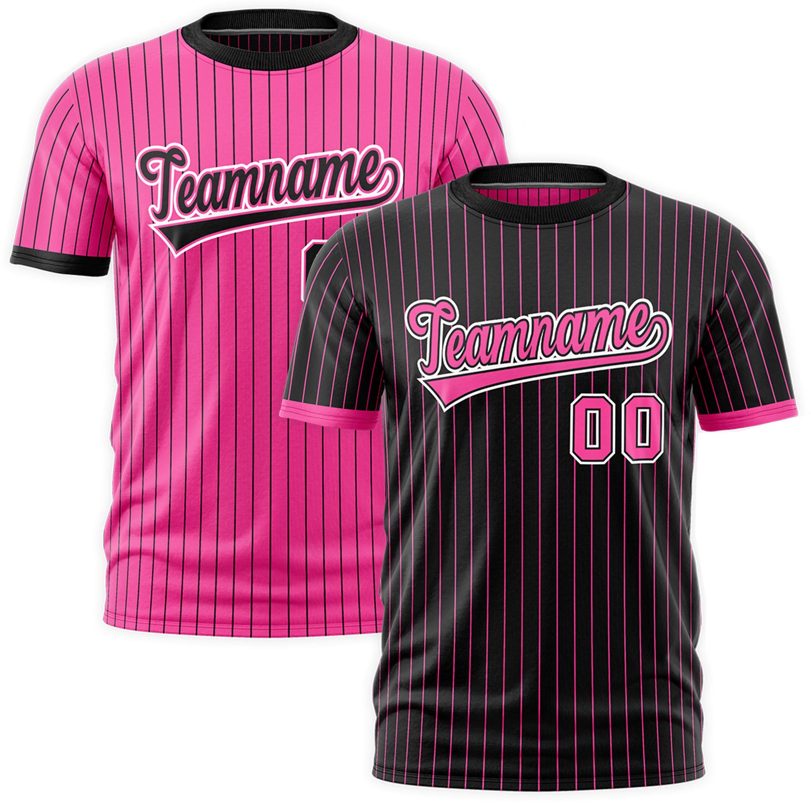 Custom Pink Black White Reversible Stripe Fashion T-shirt| KXKSHOP