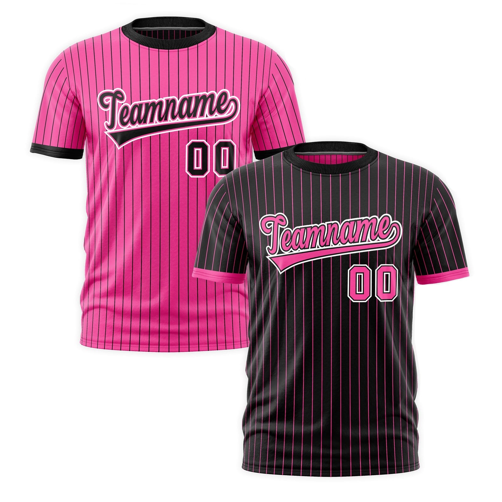 Custom Pink Black White Reversible Stripe Fashion T-shirt| KXKSHOP