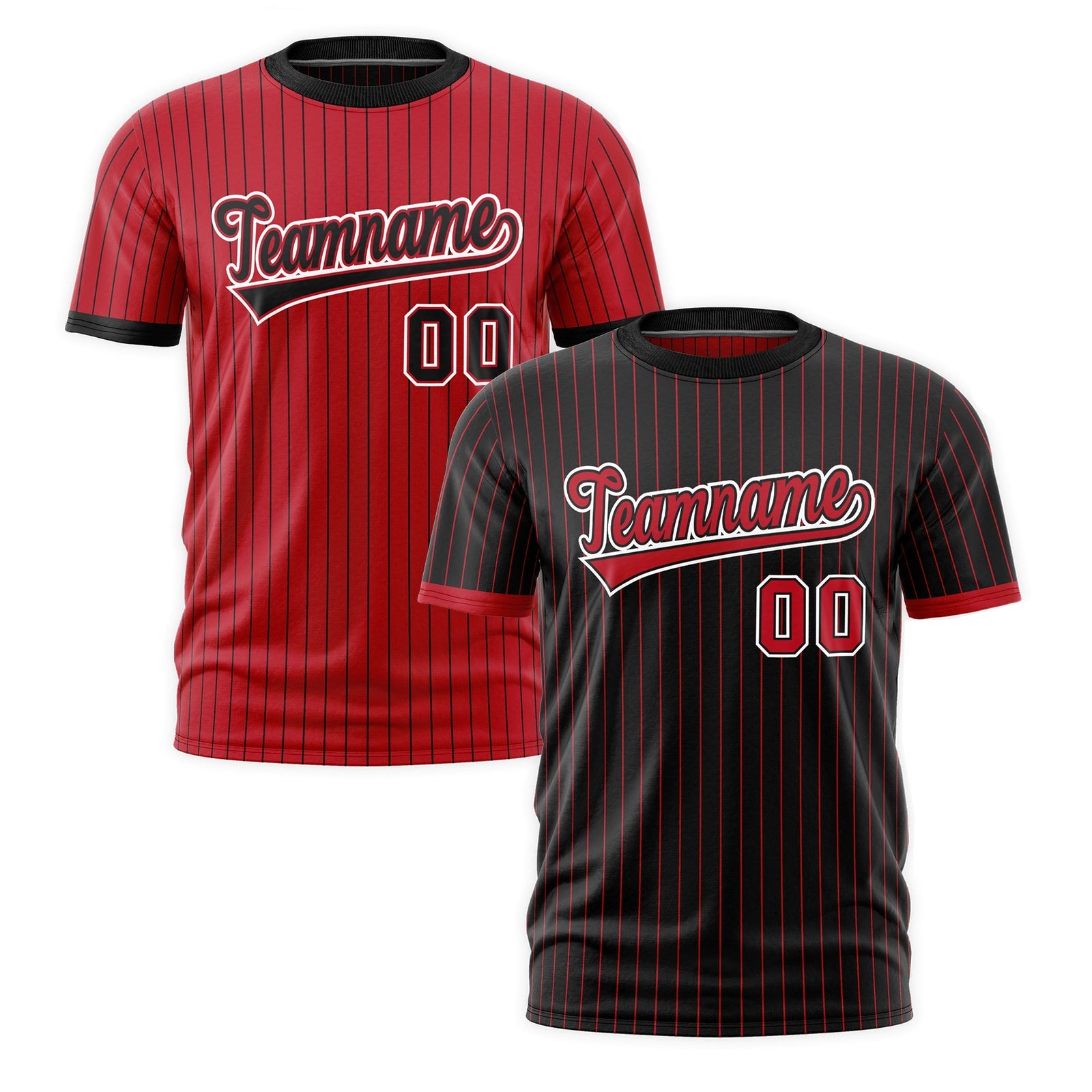 Custom Red Black White Reversible Stripe Fashion T-shirt| KXKSHOP