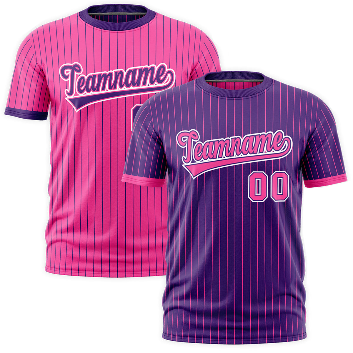 Custom Pink Purple White Reversible Stripe Fashion T-shirt| KXKSHOP
