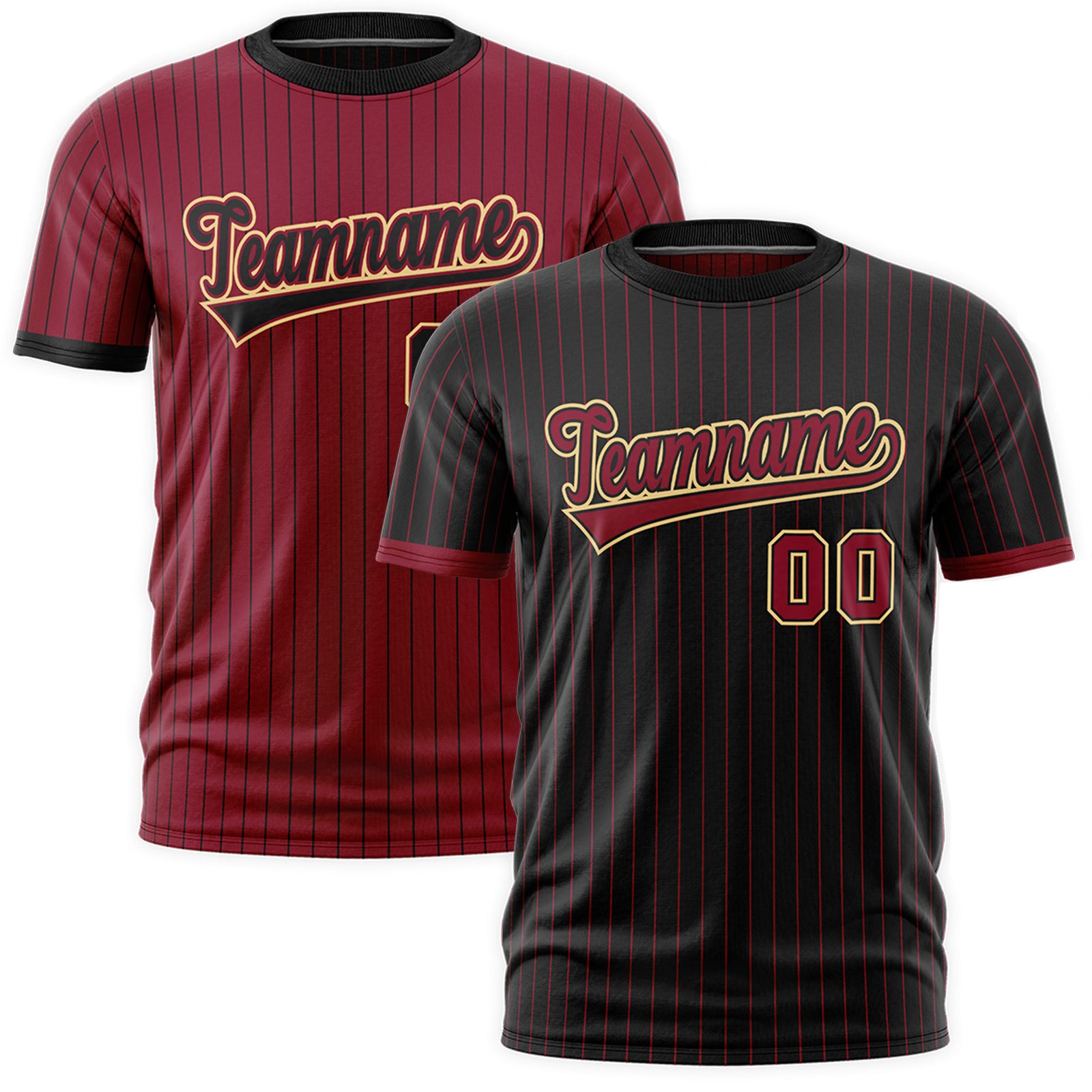Custom Crimson Black Khaki Reversible Stripe Fashion T-shirt| KXKSHOP