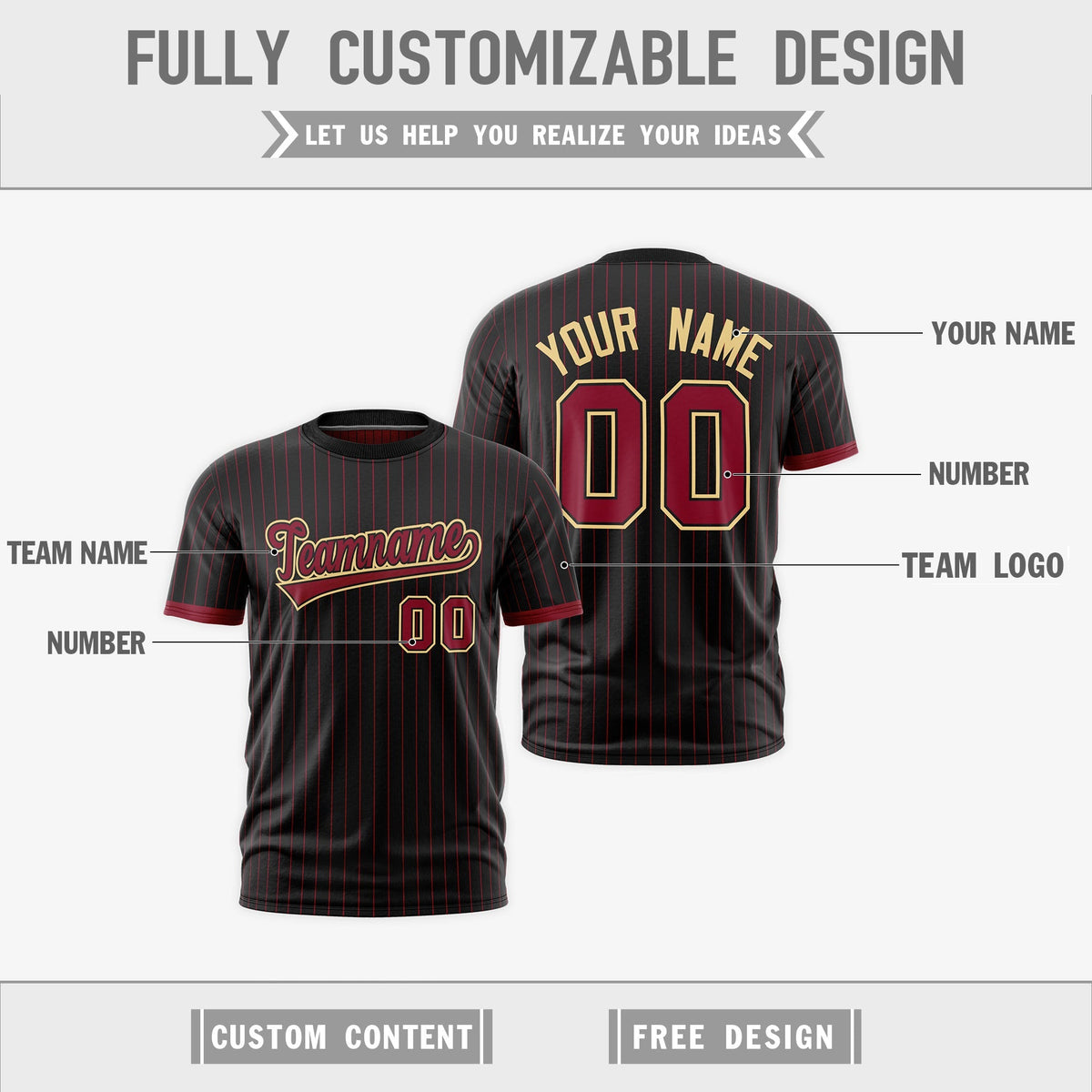 Custom Crimson Black Khaki Reversible Stripe Fashion T-shirt| KXKSHOP
