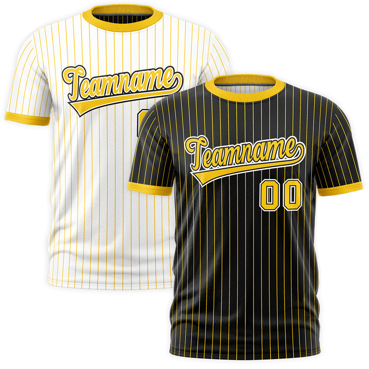 Custom Gold Black White Reversible Stripe Fashion T-shirt| KXKSHOP