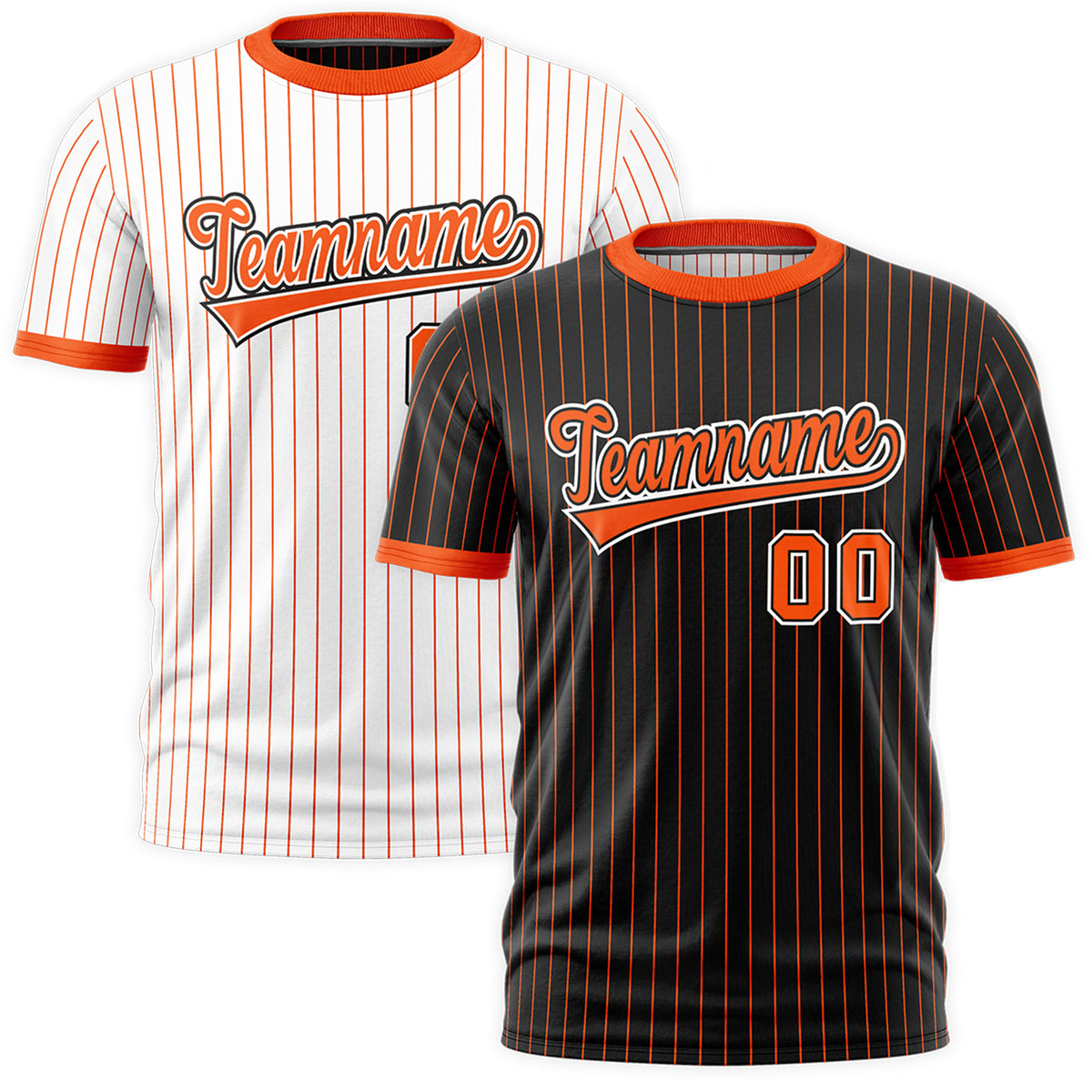 Custom Orange Black White Reversible Stripe Fashion T-shirt| KXKSHOP