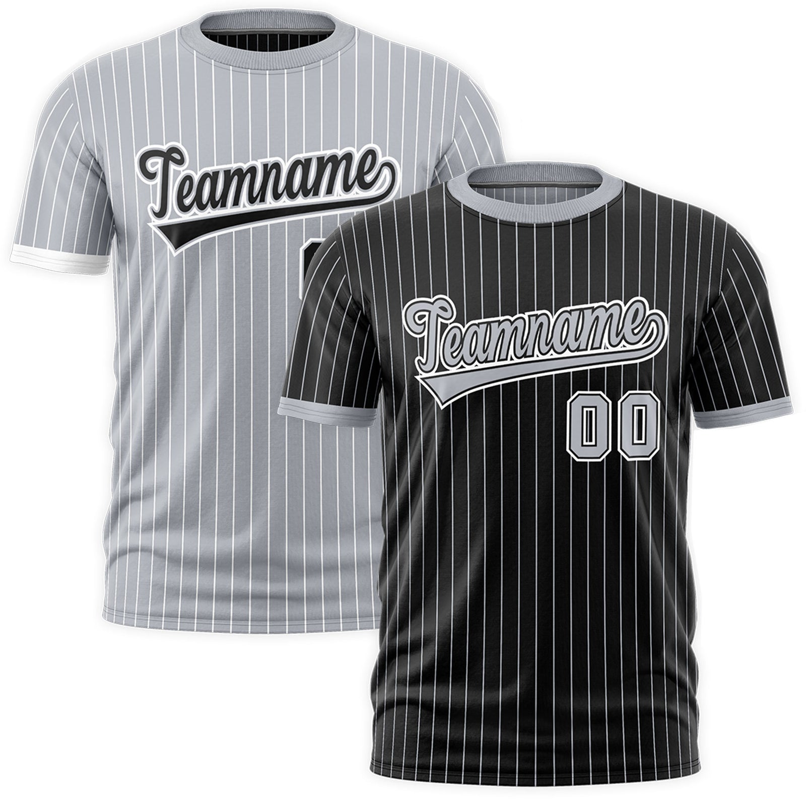 Custom Silver Black White Reversible Stripe Fashion T-shirt| KXKSHOP