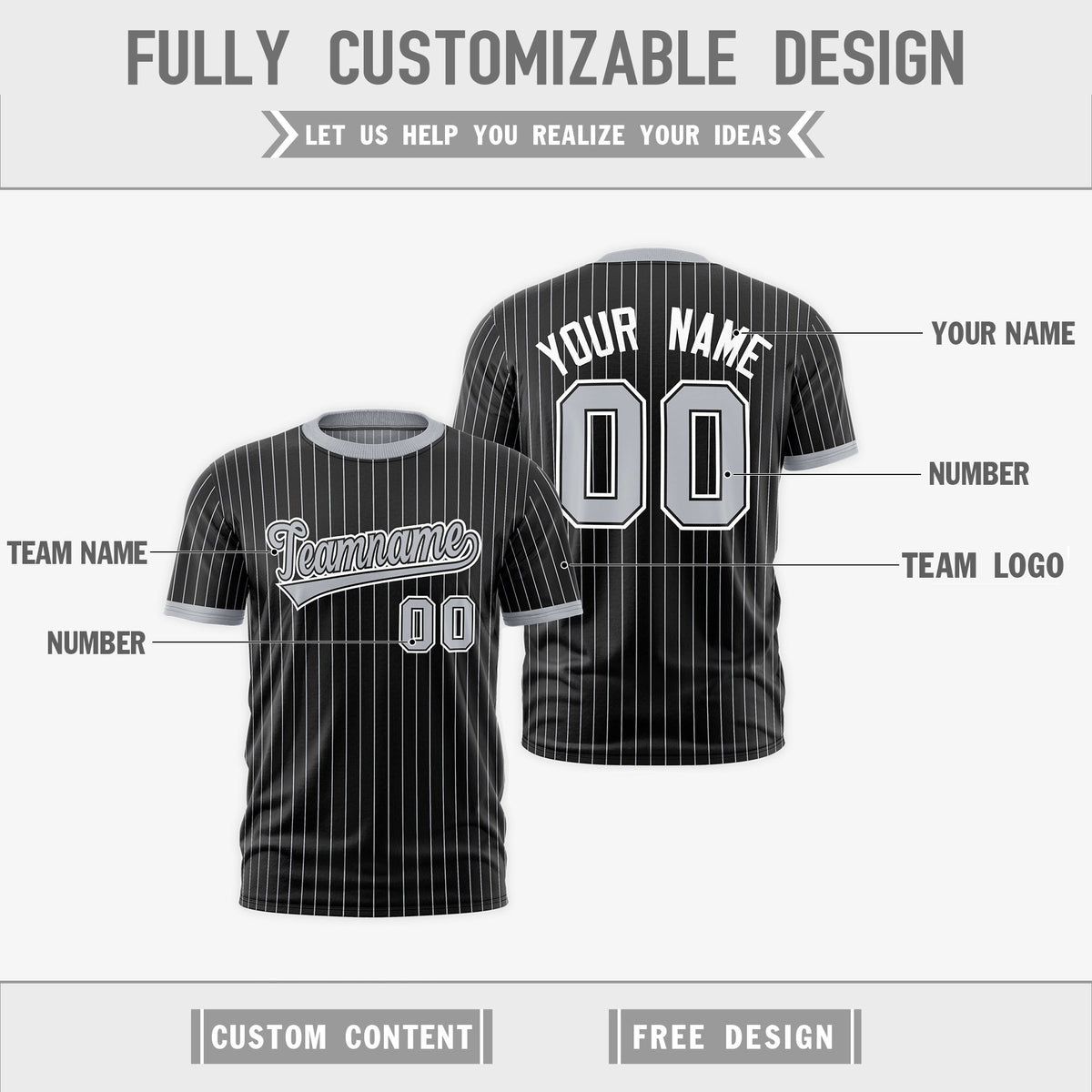 Custom Silver Black White Reversible Stripe Fashion T-shirt| KXKSHOP