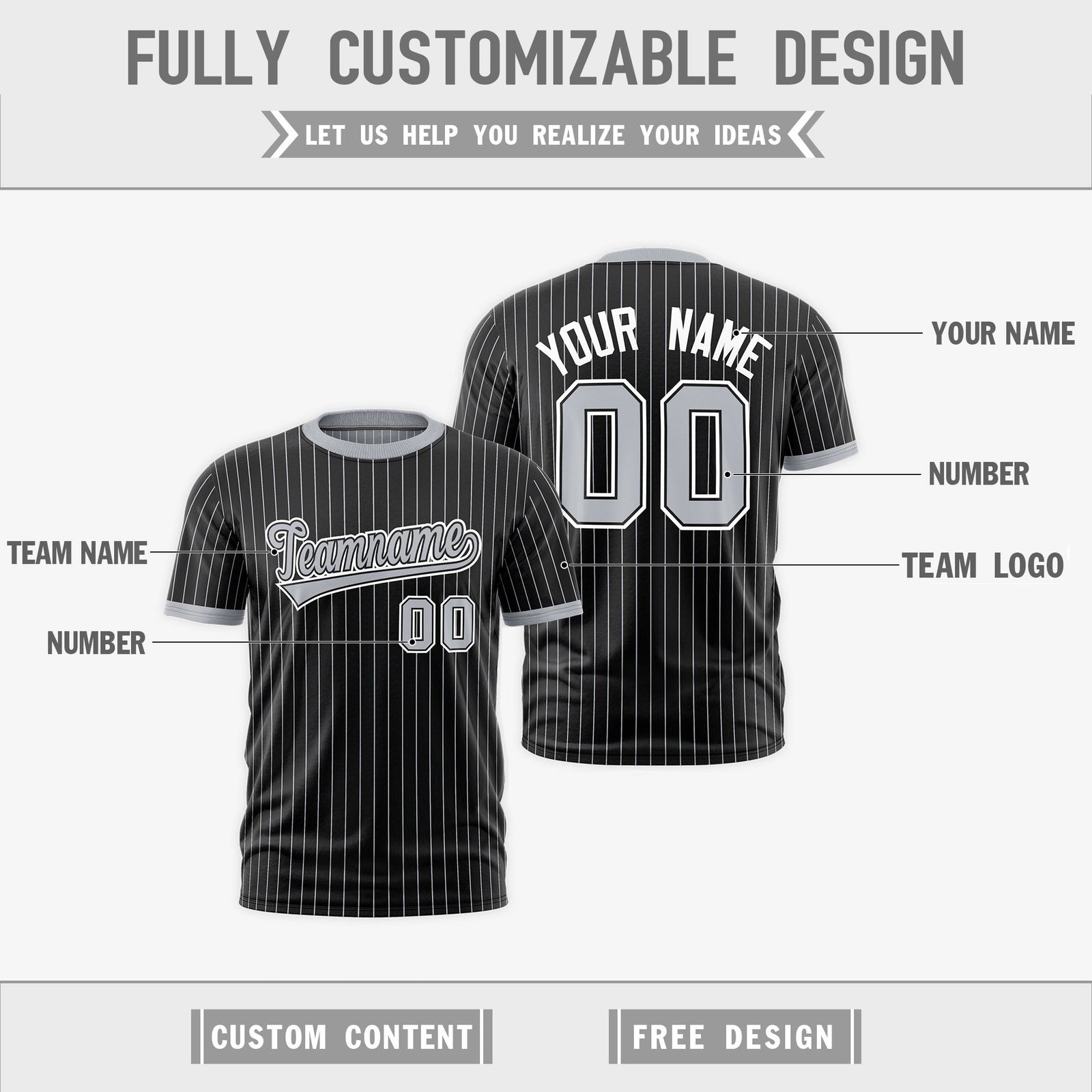 Custom Silver Black White Reversible Stripe Fashion T-shirt| KXKSHOP