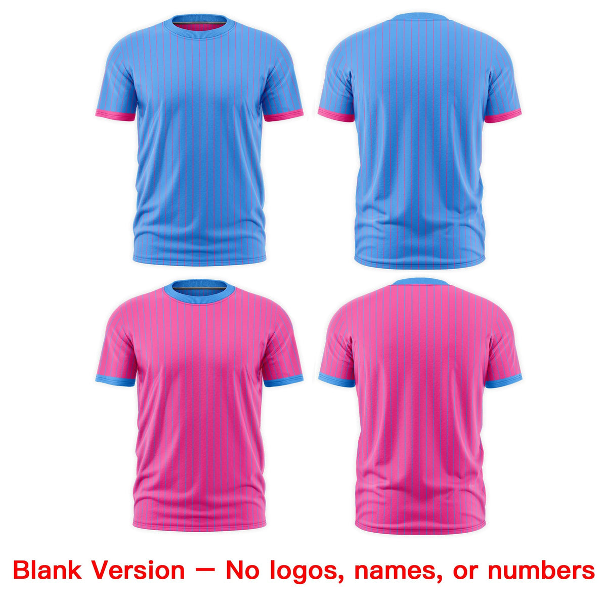 Custom Pink Powder Blue White Reversible Stripe Fashion T-shirt| KXKSHOP