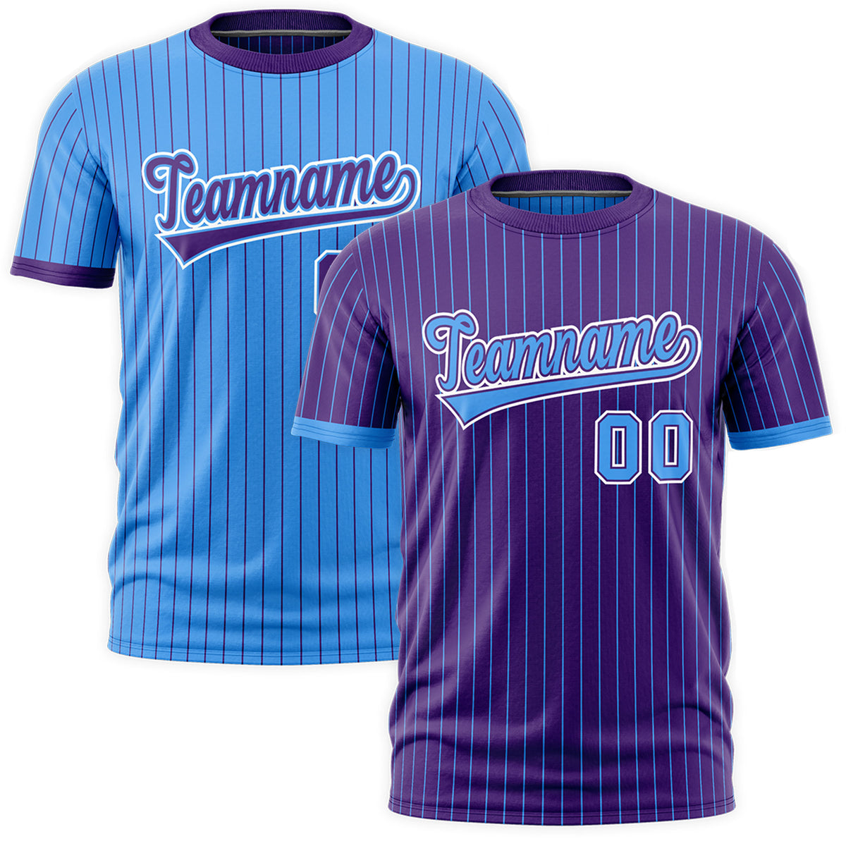 Custom Powder Blue Purple White Reversible Stripe Fashion T-shirt| KXKSHOP