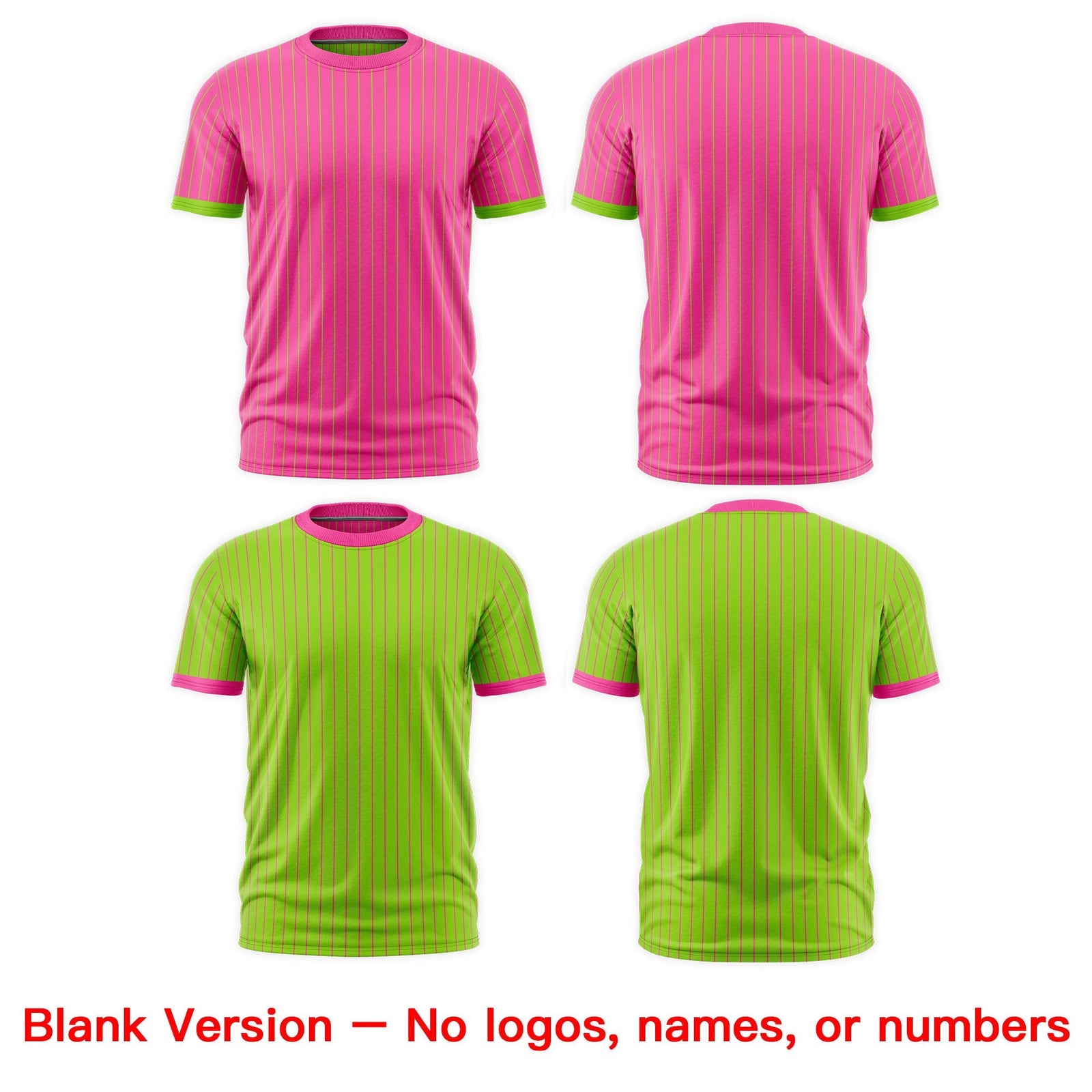 Custom Neon Green Pink White Reversible Stripe Fashion T-shirt| KXKSHOP