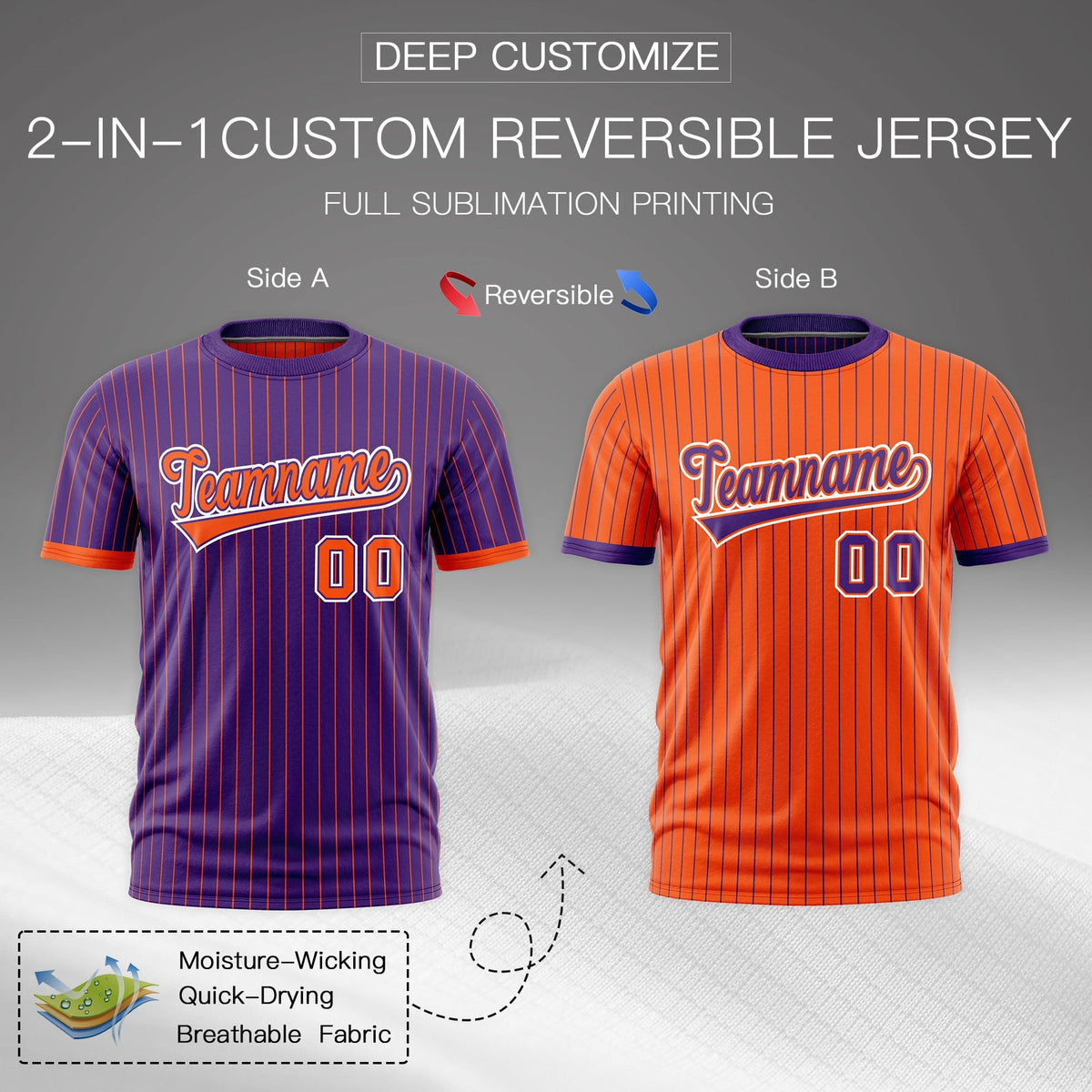 Custom Orange Purple White Reversible Stripe Fashion T-shirt| KXKSHOP
