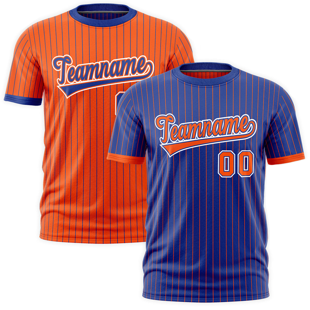 Custom Orange Royal Blue White Reversible Stripe Fashion T-shirt| KXKSHOP
