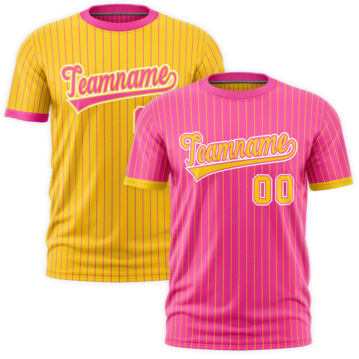 Custom Gold Pink White Reversible Stripe Fashion T-shirt| KXKSHOP
