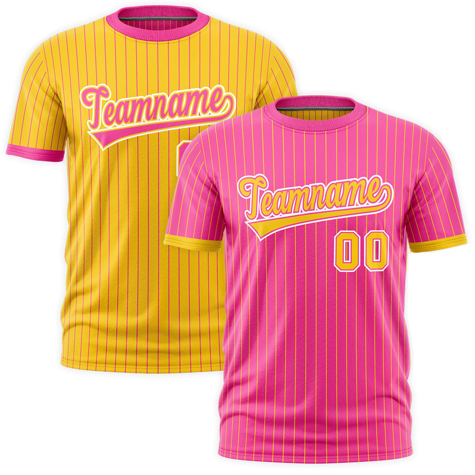 Custom Gold Pink White Reversible Stripe Fashion T-shirt| KXKSHOP